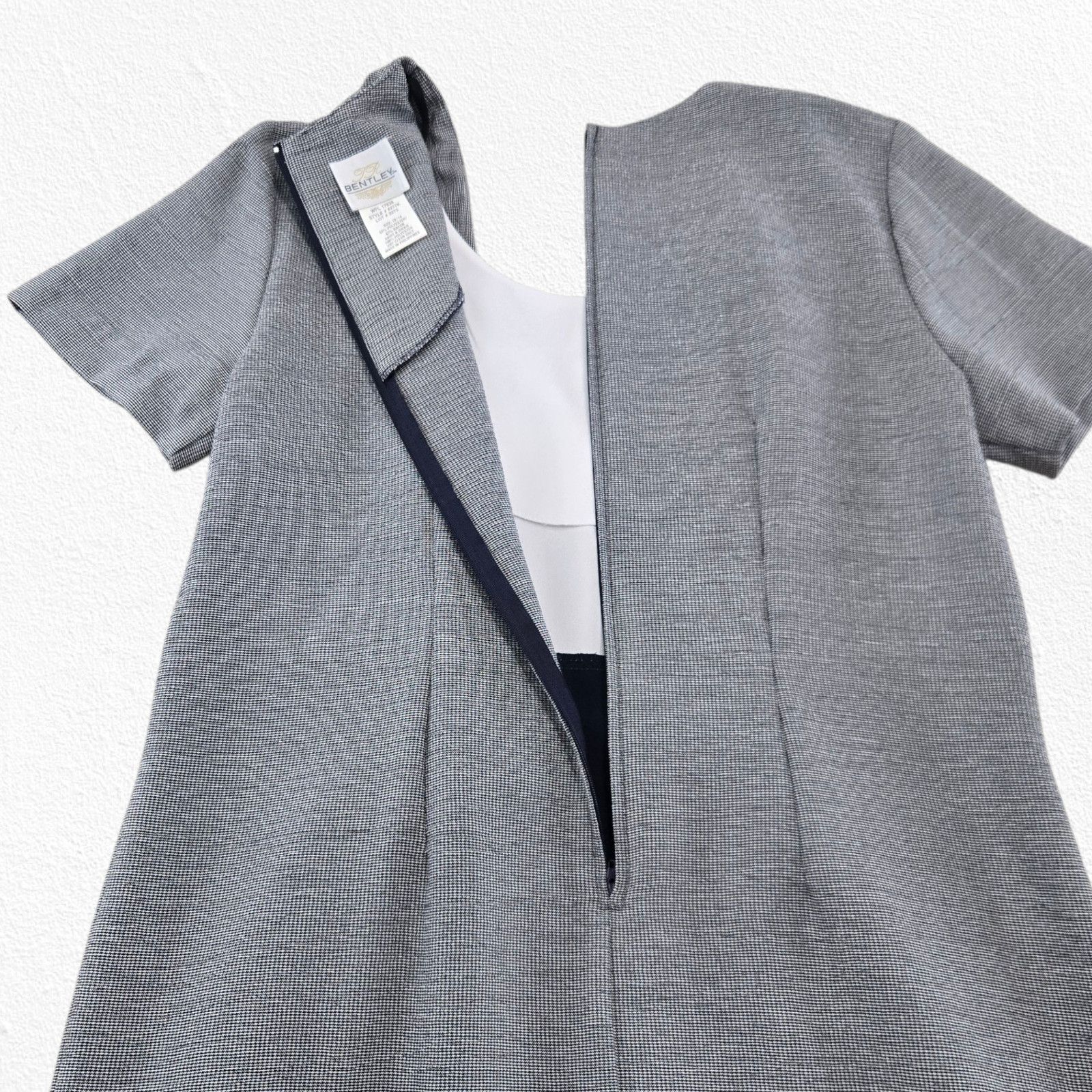 Vintage Vintage Navy Gray Houndstooth Office Dress Size Large Size L / US 10 / IT 46 - 9 Thumbnail
