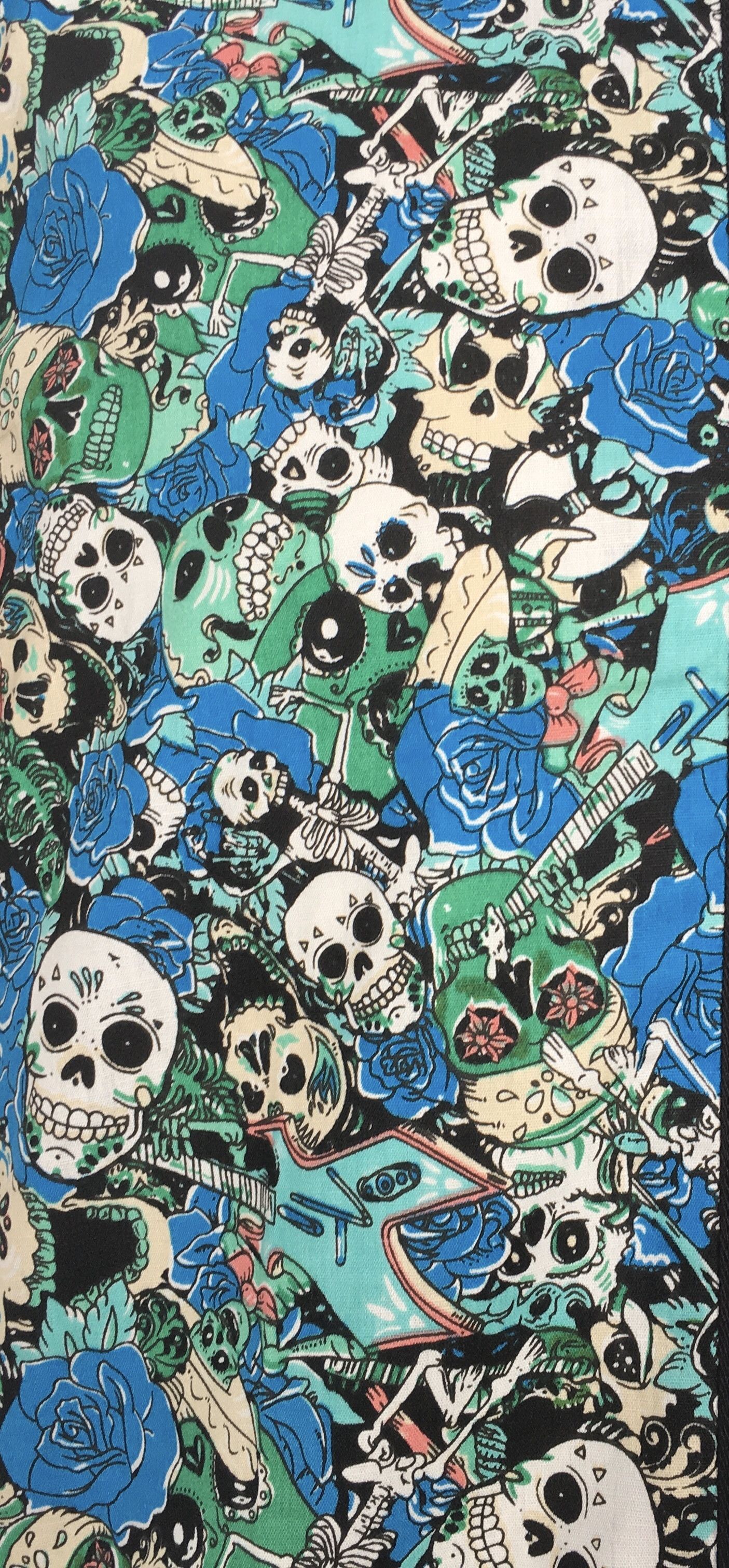 Other Short Sleeve Button Down Men Shirts Skull Blue Size US XXL / EU 58 / 5 - 7 Thumbnail
