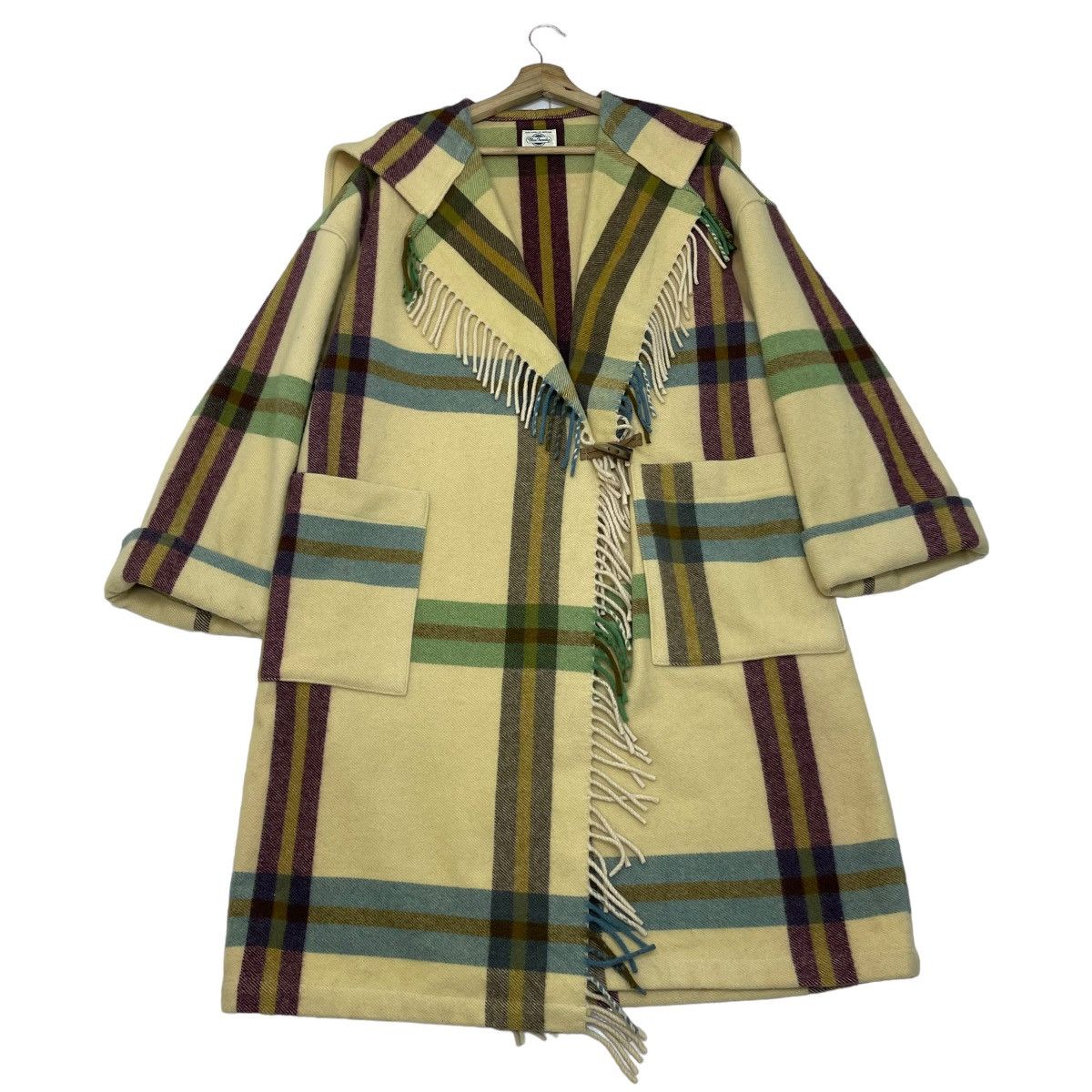Autumn Cashmere 🔥Benetton Blue Family Oversized Checked Wool Jacket Size L / US 10 / IT 46 - 2 Thumbnail