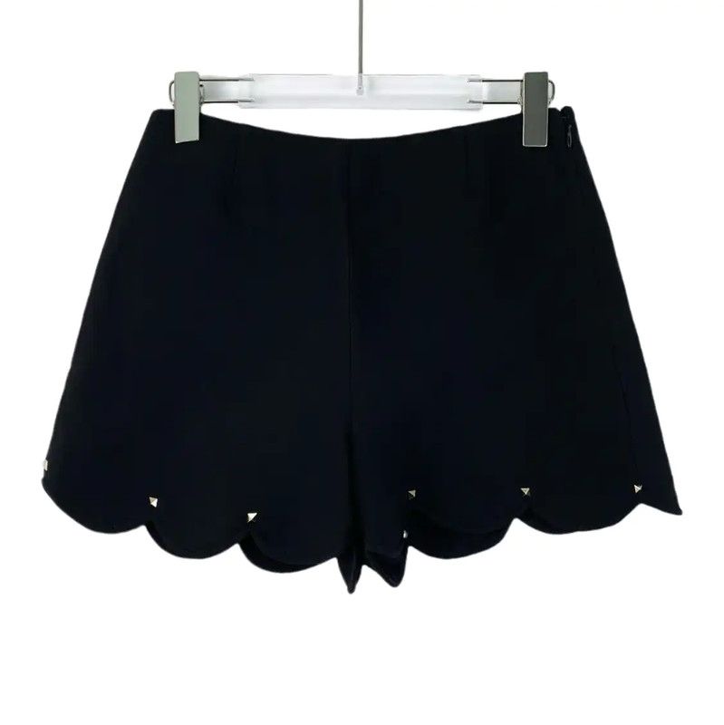 Valentino Valentino Black Women's Shorts with Scalloped Hem 0089 Size 23" - 1 Thumbnail