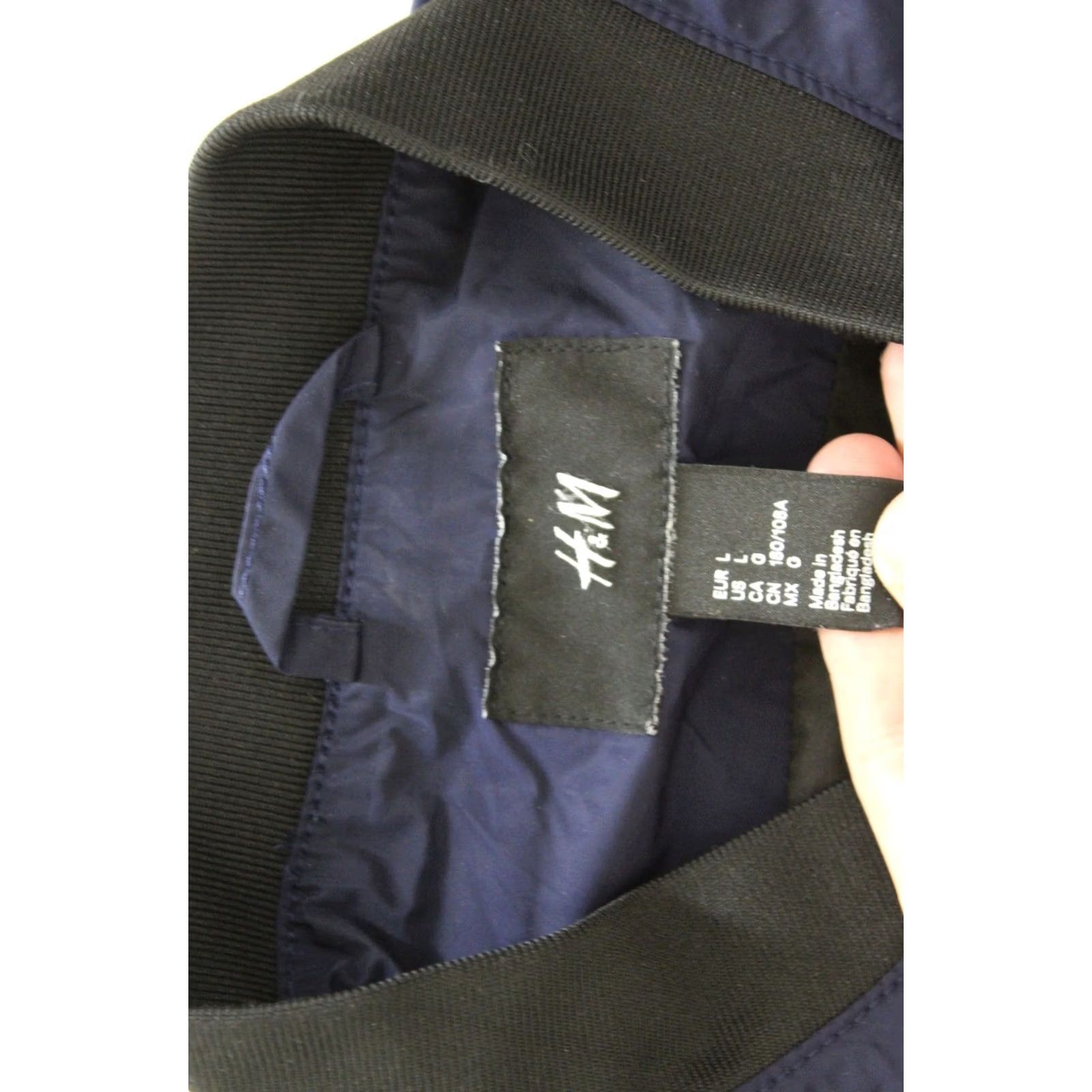 H&M VINTAGE H&M Blue Black Collarless Zippered Jacket Large L Size US L / EU 52-54 / 3 - 4 Thumbnail