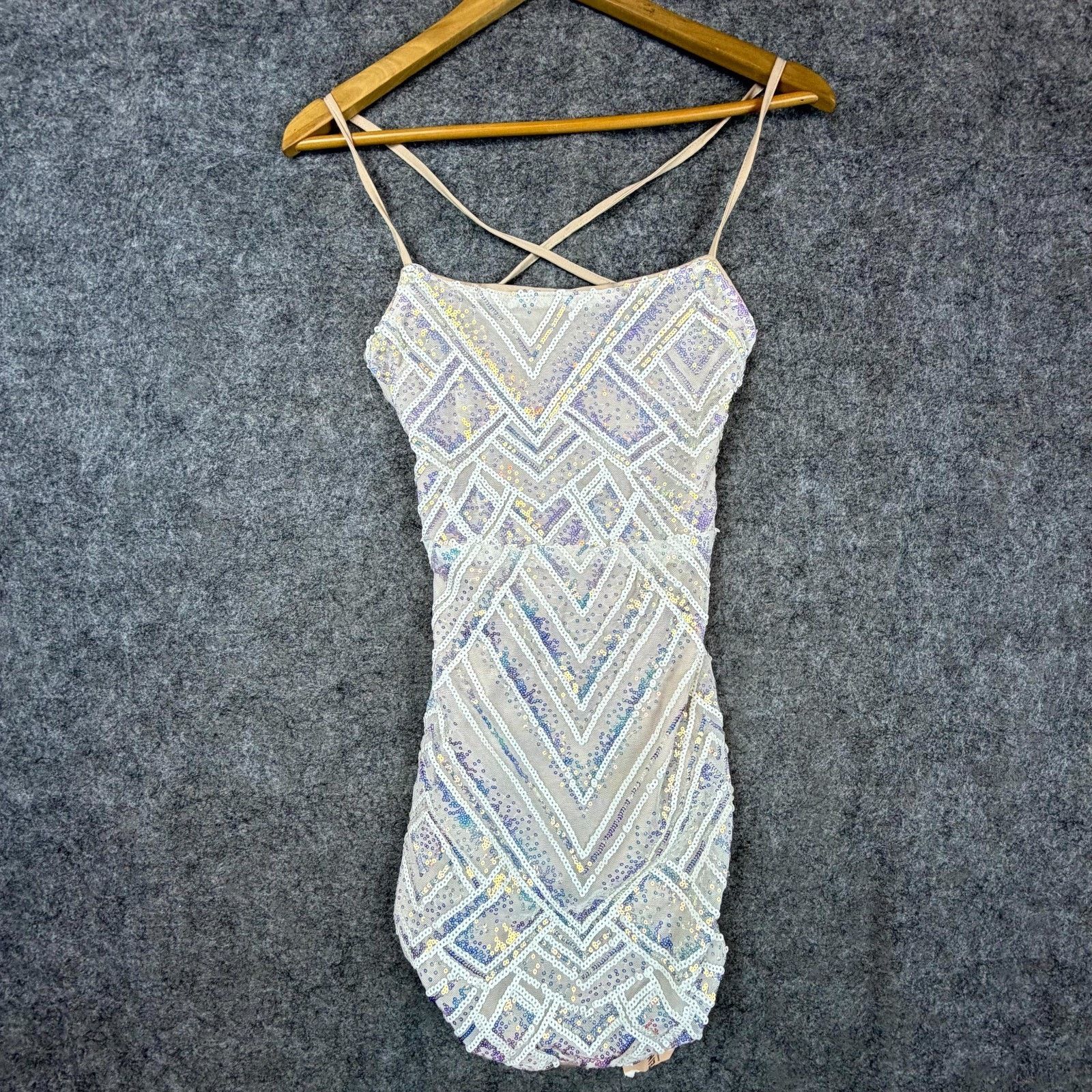 Shein Bling Sequin Mini Dress 2 Party Clubwear NYE HOCO Sparkle Size XS / US 0-2 / IT 36-38 - 1 Thumbnail