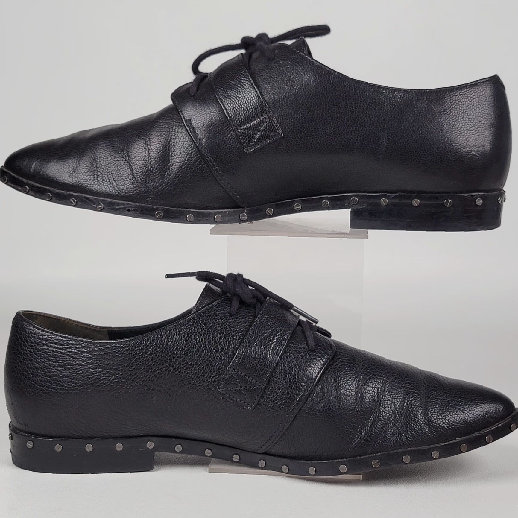 Vintage Via Spiga Buckle Pointed Stud Lace up Ladonna Loafers Black Women's US 7M Size US 7 / IT 37 - 4 Thumbnail