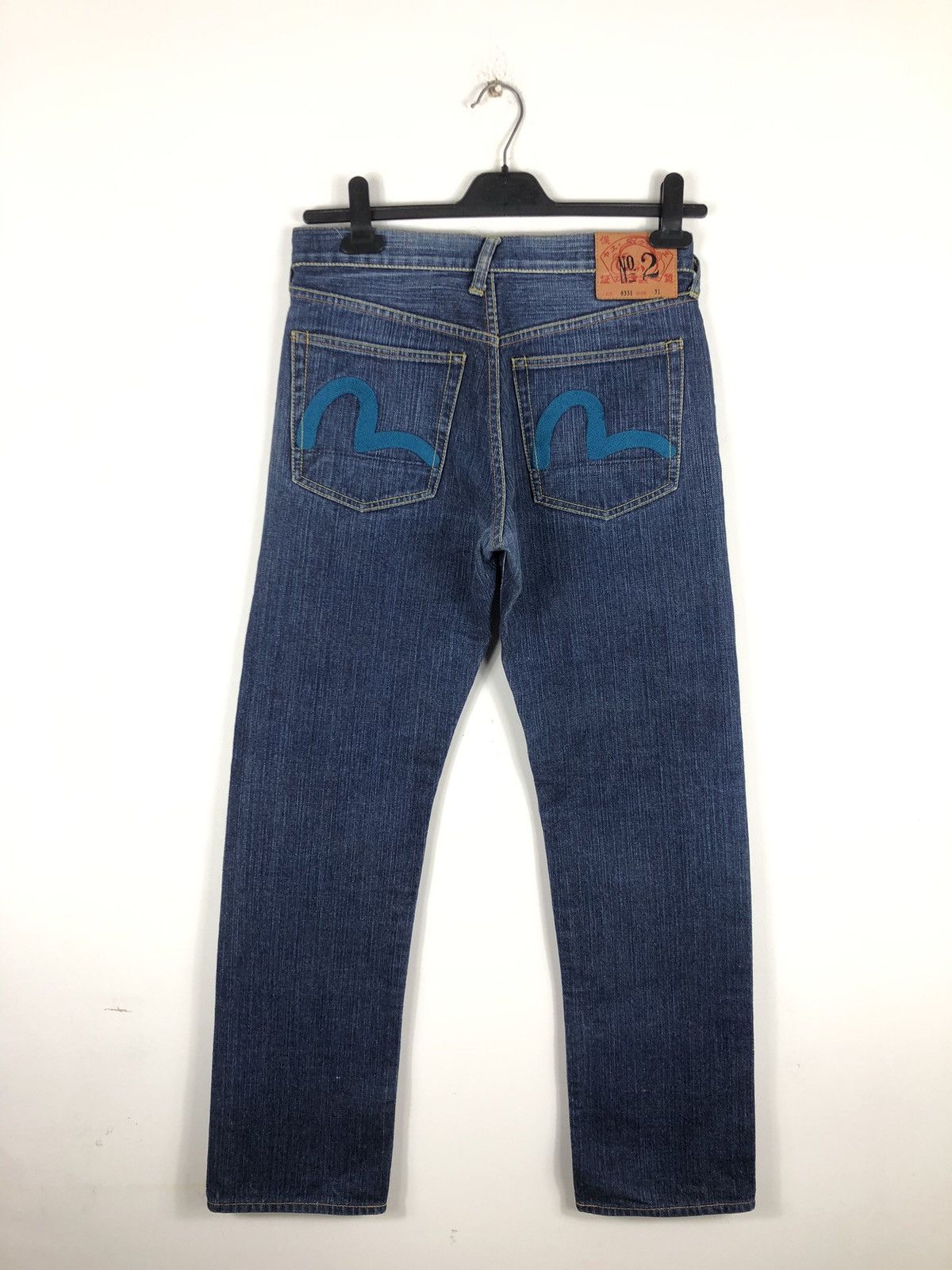 image of Evisu Selvedge Jeans Embroidered Logo Blue in Denim, Men's (Size 31)