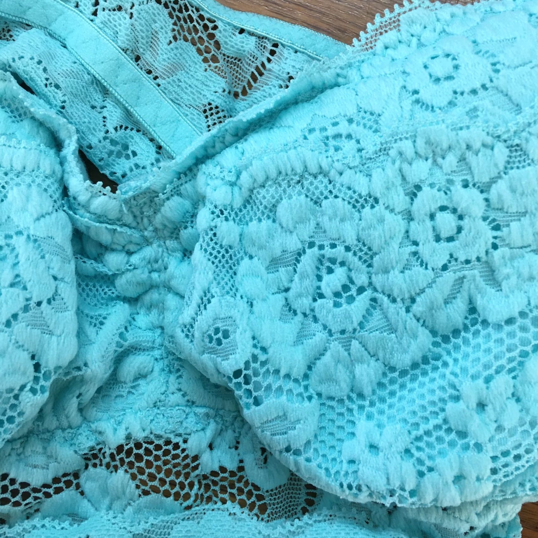 Vintage Mae Womens Blue Floral Lace Padded Bralette Size M Wireless Casual Size ONE SIZE - 3 Thumbnail