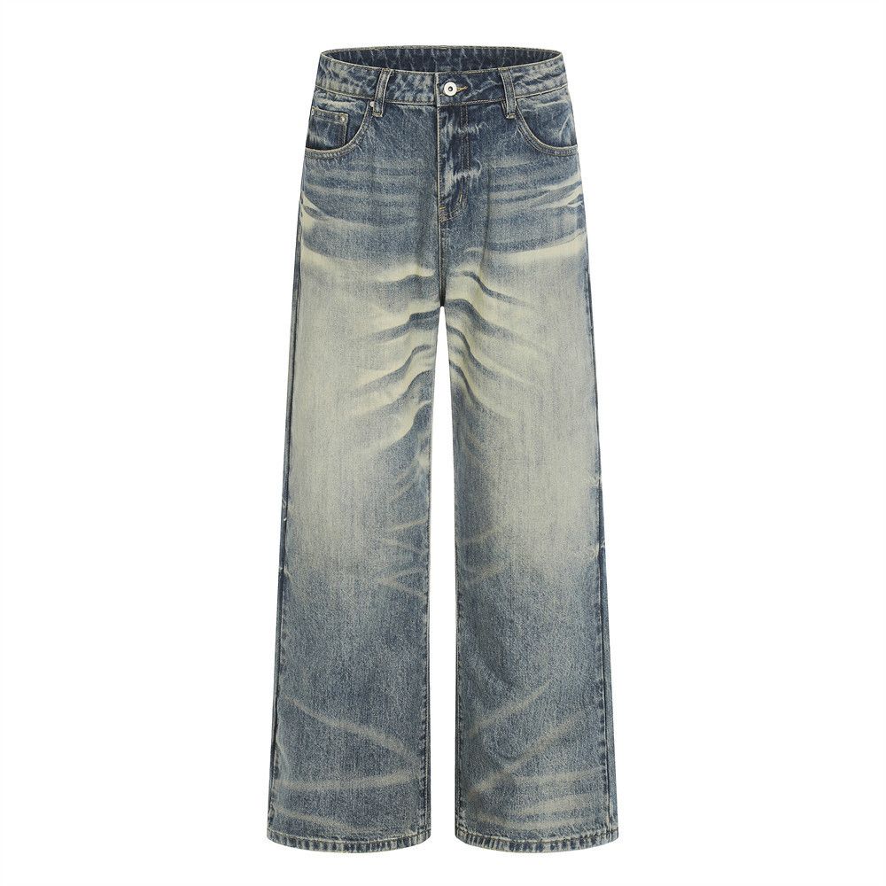 Vintage Men's Retro Punk Distressed Gradient Whiskered Washed Jeans Size US 32 / EU 48 - 1 Thumbnail
