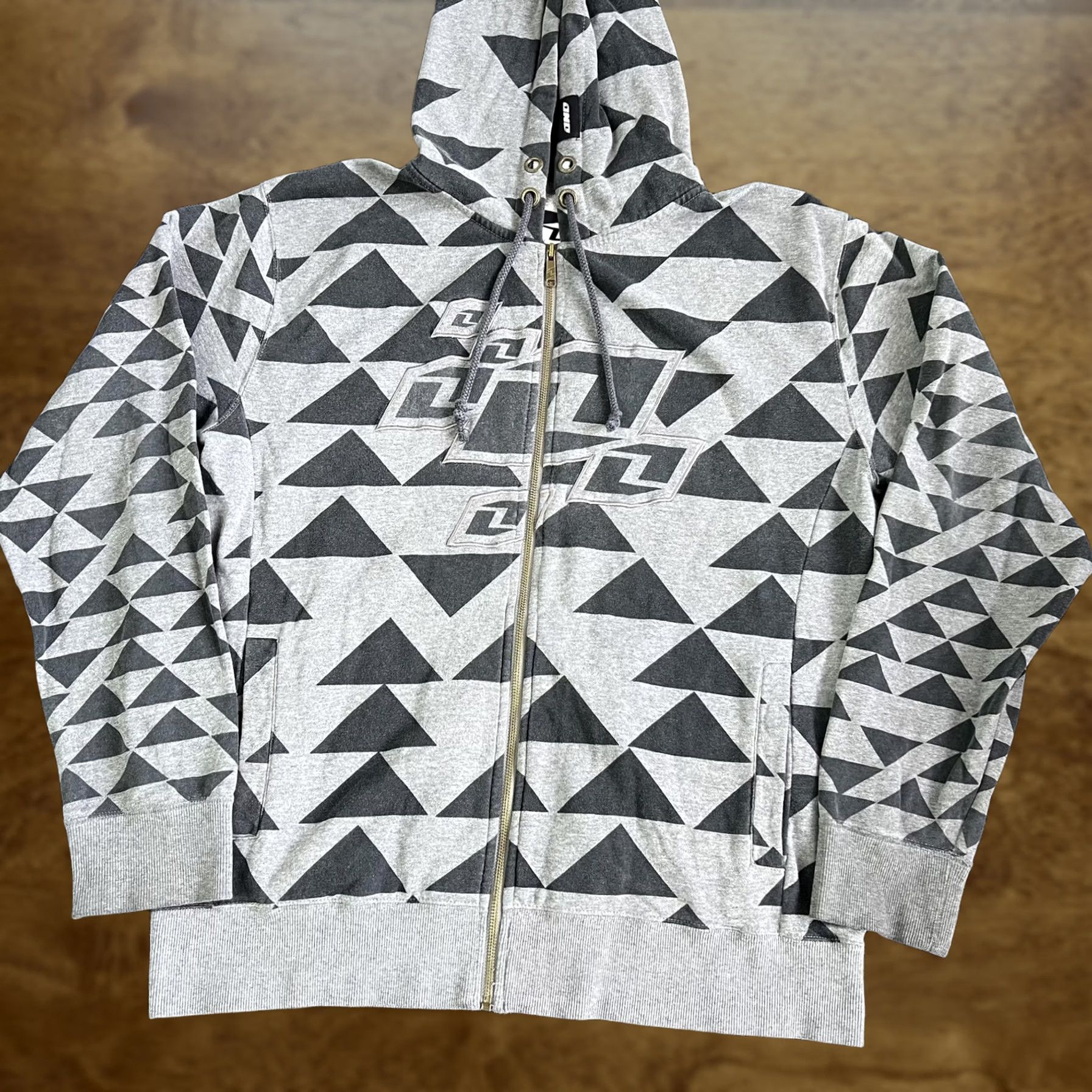 Industrie VINTAGE One Industries Shirt Mens M Gray Y2K Hoodie Full Zip Fleece Geometric Sweatshirt Moto Size US M / EU 48-50 / 2 - 1 Thumbnail