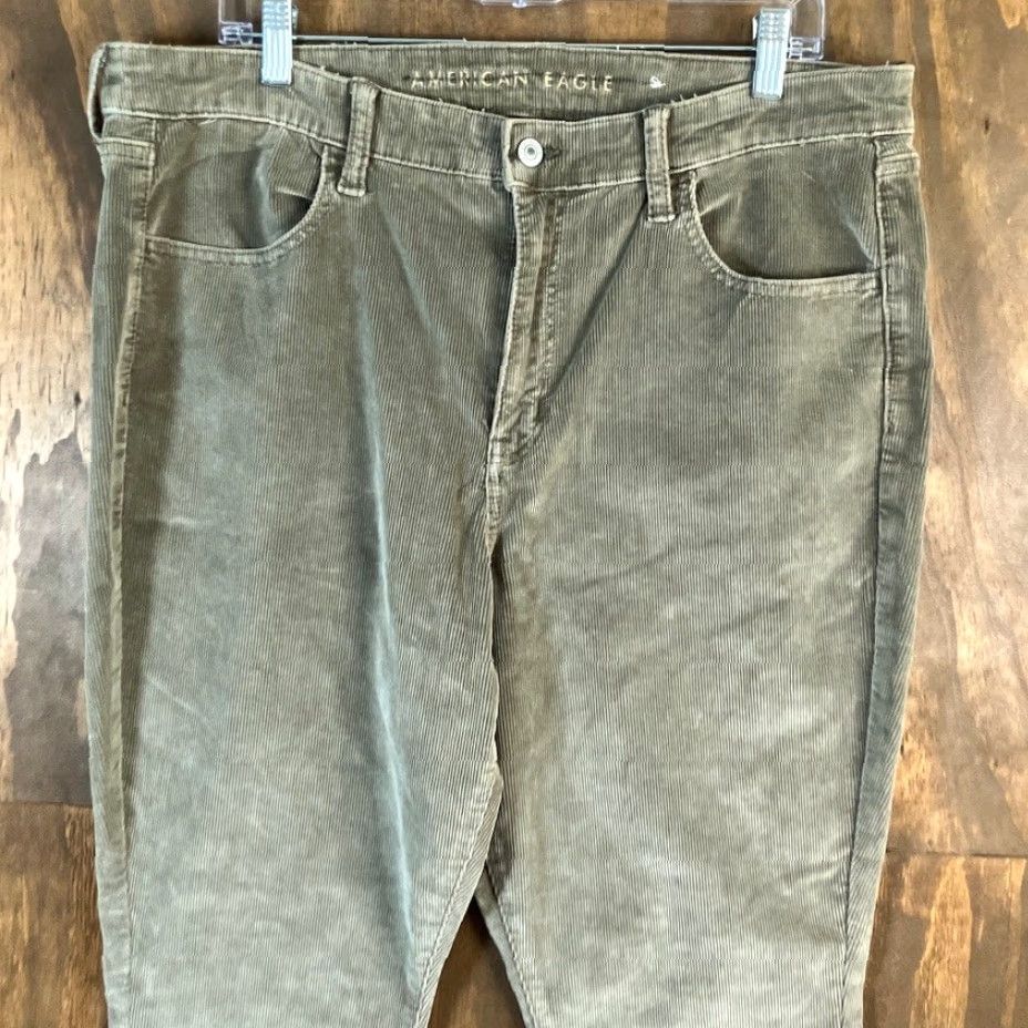 American Eagle Outfitters American Eagle Womens Pants Green Corduroy High Rise Jegging Stretch 18 Plus Size 25" / US 0 / IT 36 - 2 Thumbnail