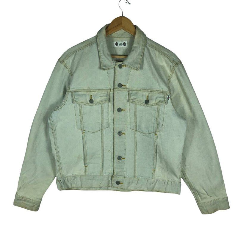image of Vintage Gu Denim Jacket in Cream, Men's (Size Large)
