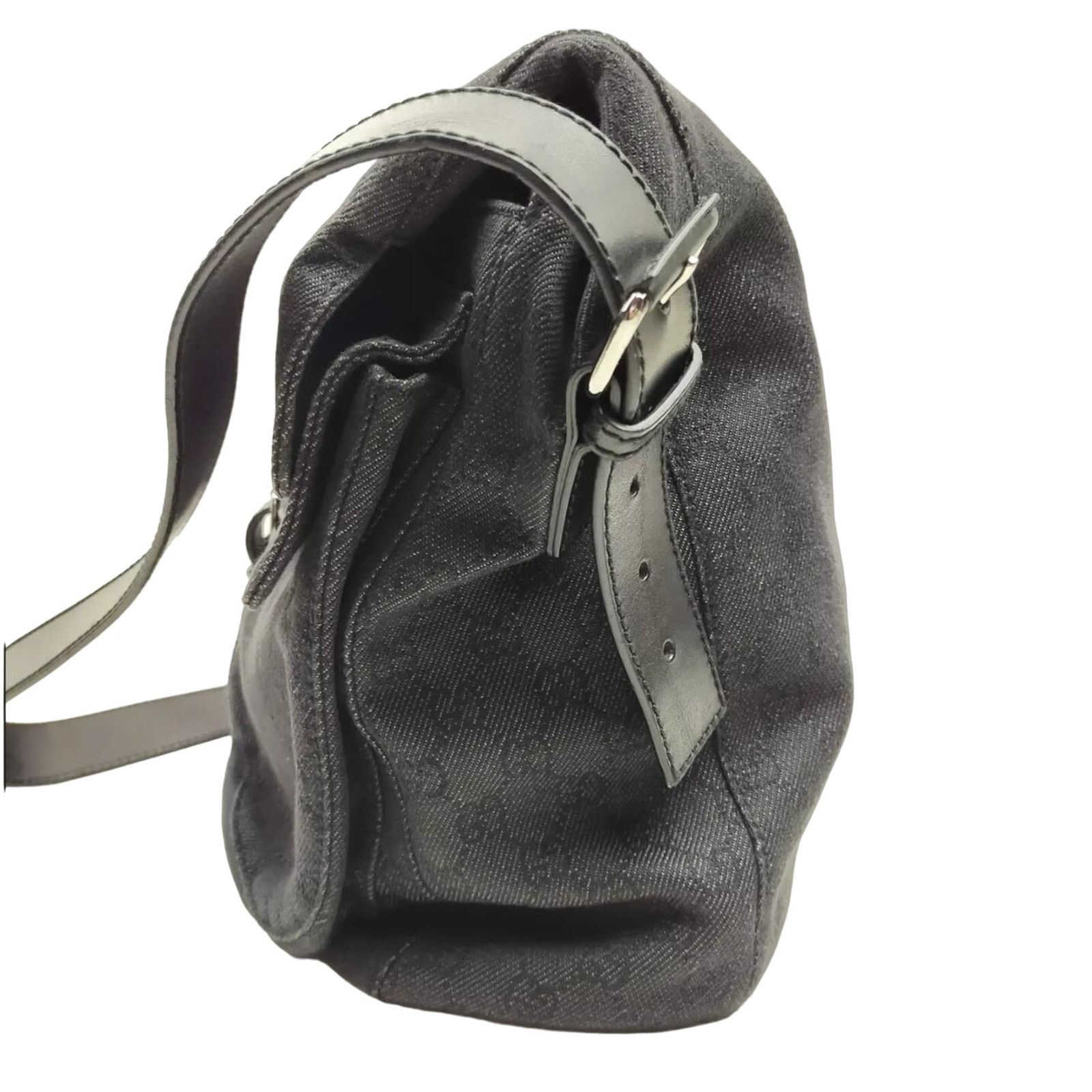 Gucci Authentic Gucci GG Black Canvas Monogram Large Messenger Bag Size ONE SIZE - 4 Thumbnail
