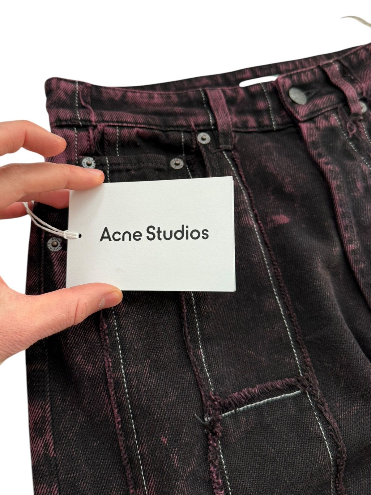 Acne Studios Overdyed Strip Patchwork Denim Jeans Size 26" / US 2 / IT 38 - 8 Thumbnail