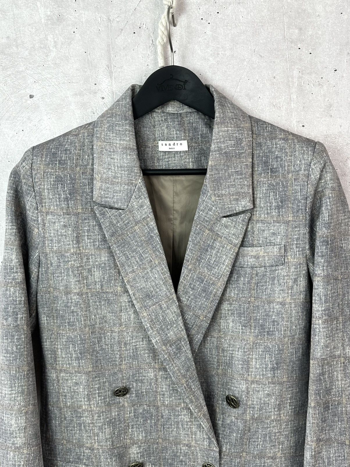 Sandro Sandro Paris Check Cotton Metal Buttons Double-Sided Blazer Size S / US 4 / IT 40 - 3 Thumbnail