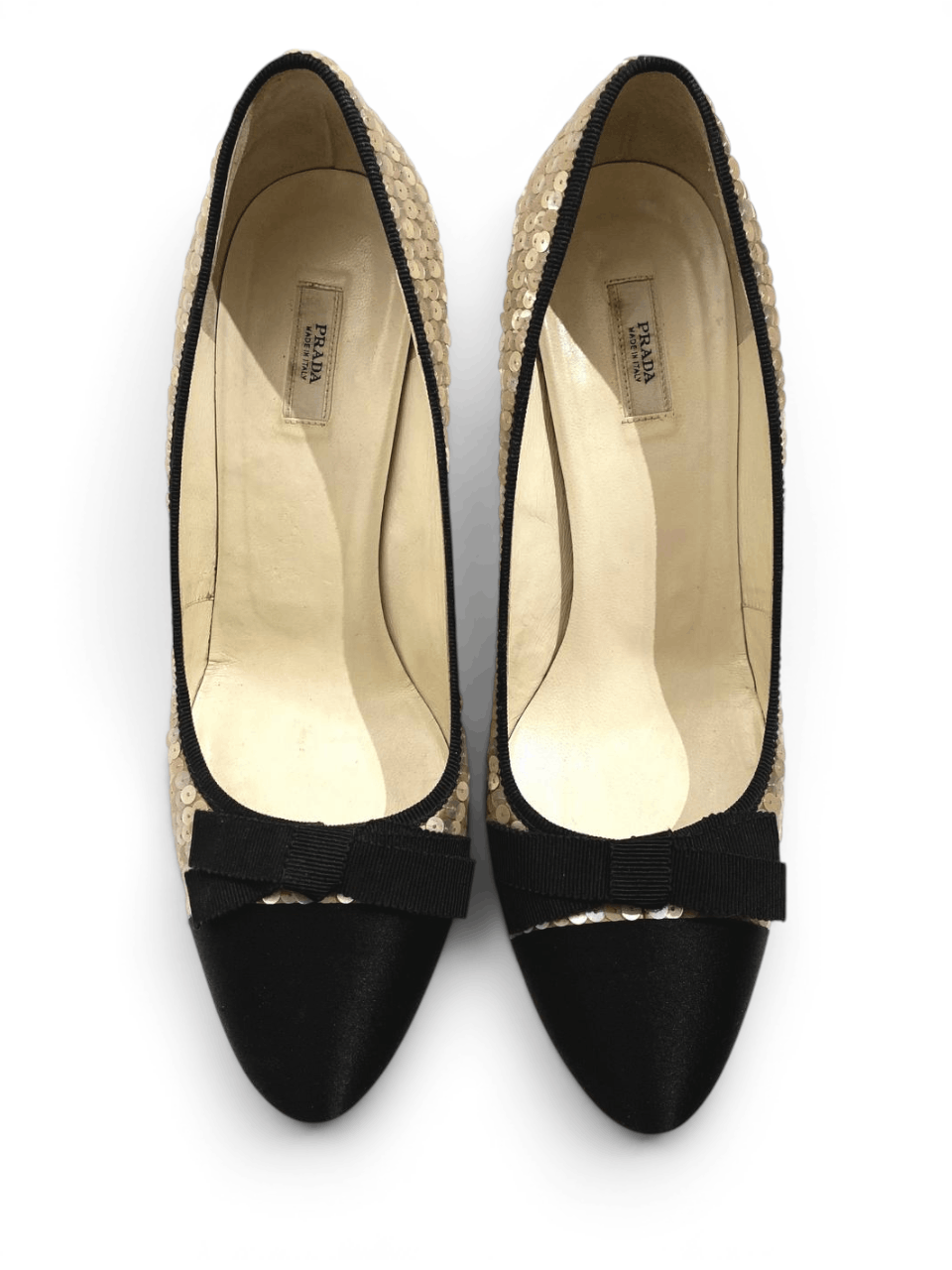 Prada rada Sequin Embellished Bow Classic Mid Heels Pumps Size US 7.5 / IT 37.5 - 6 Thumbnail