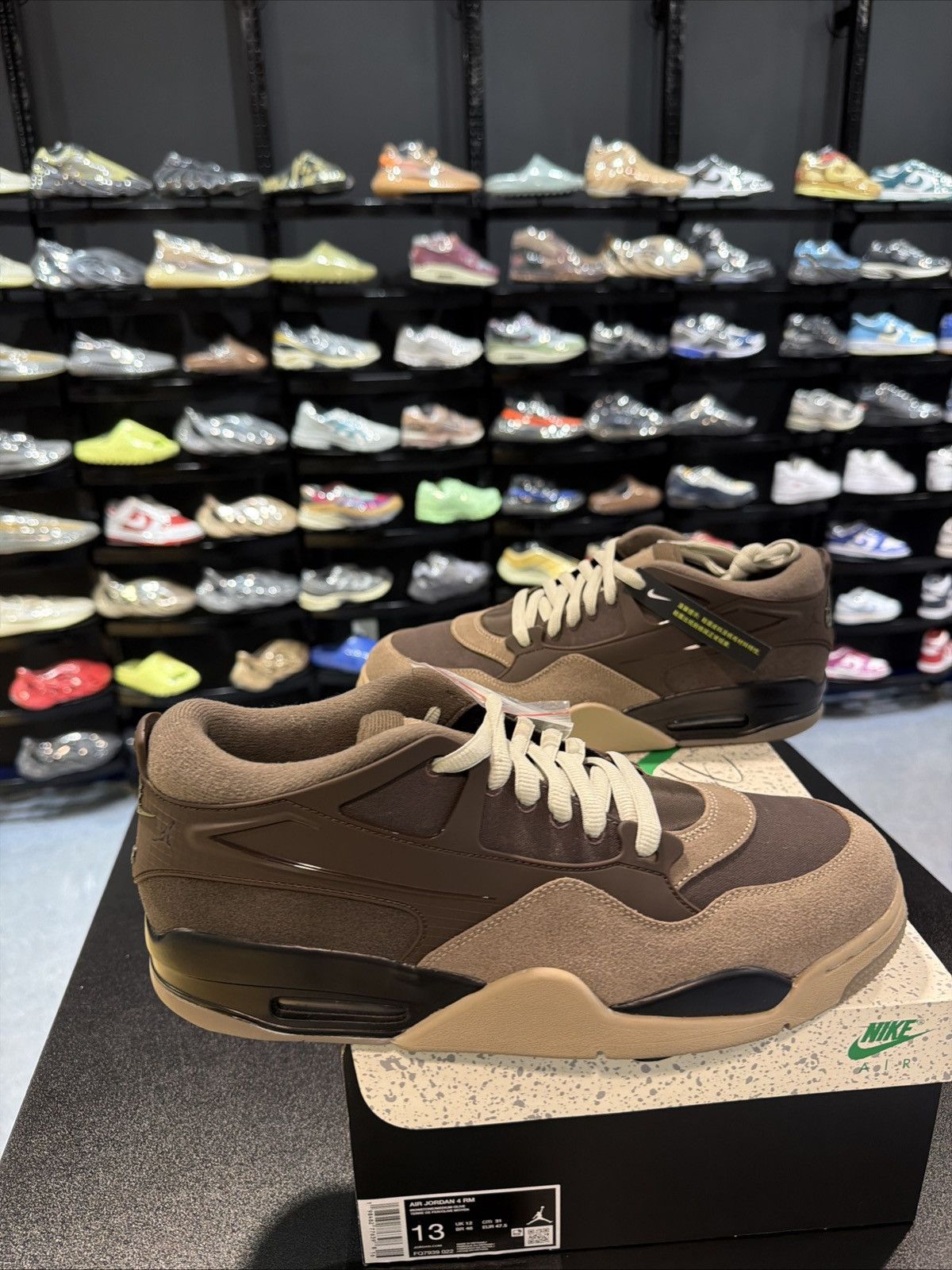Jordan Brand Air Jordan 4 RM 'Ironstone' Travis Brown Sneakers, Size 13 Size US 13 / EU 46 - 4 Thumbnail