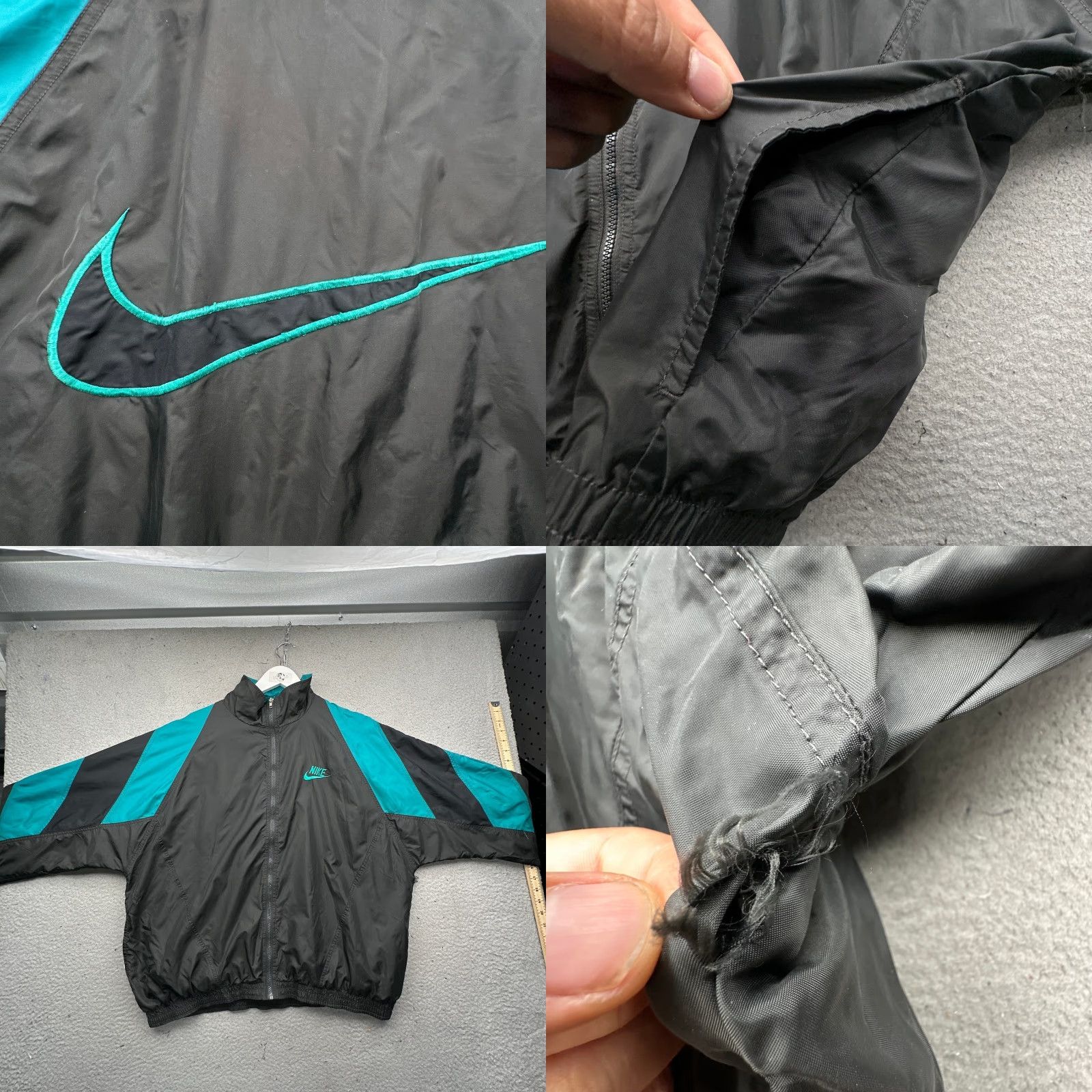 Nike VINTAGE 90s Nike Lined Teal Black Full Zip Windbreaker Jacket Mens Large Logo Size US L / EU 52-54 / 3 - 8 Thumbnail