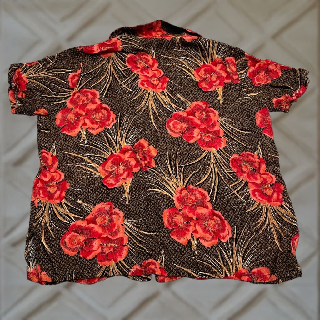 Lee Kathie Lee Floral Button Down Shirt Blouse Women M Multicolor Short Sleeve Rayon Casual Bohemian Tropical Mens Size M / US 6-8 / IT 42-44 - 1 Thumbnail
