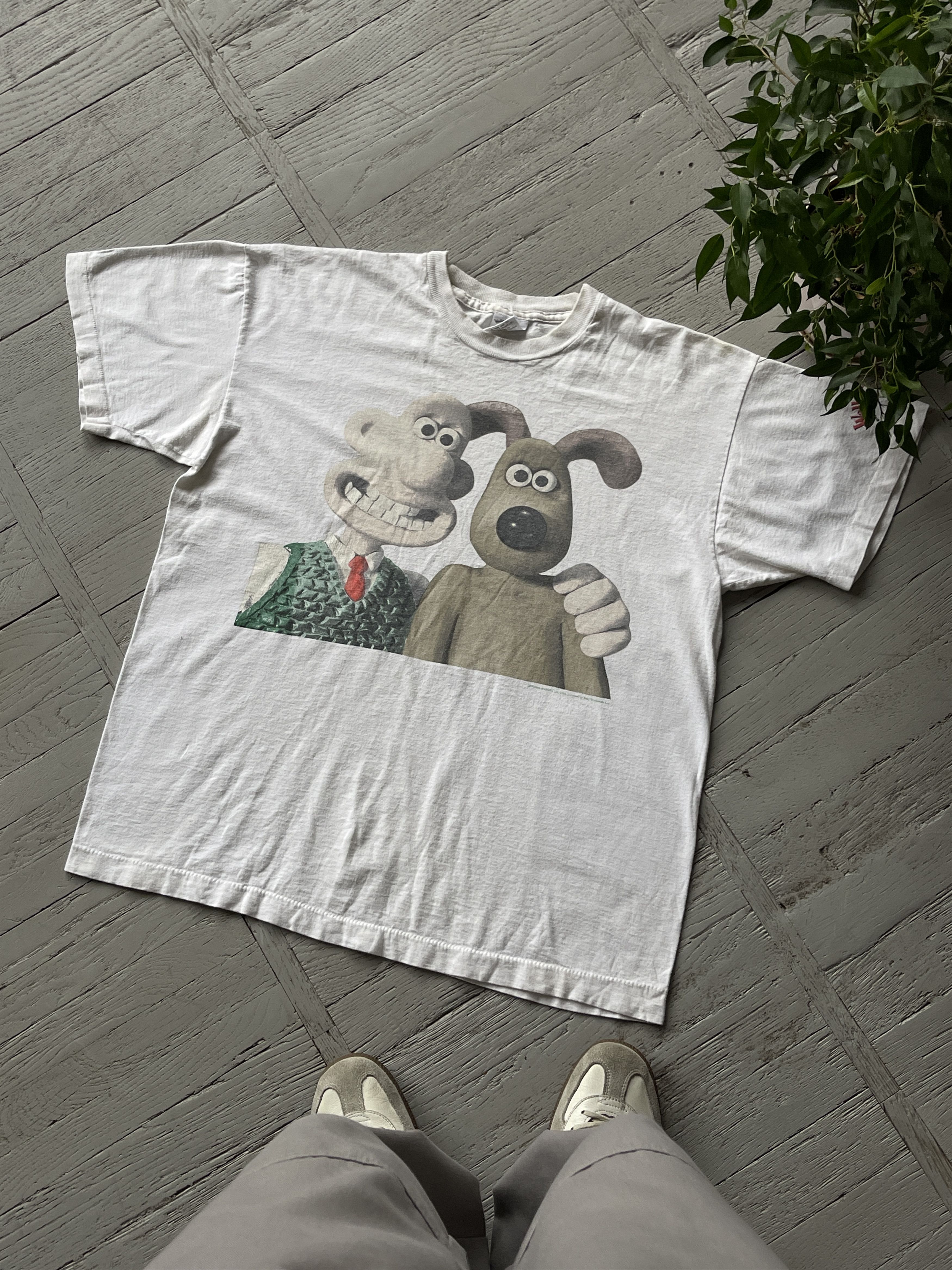 image of Band Tees x Cartoon Network Vintage 1989 Wallace And Gromit Tee Shirt in White, Men's (Size XL)