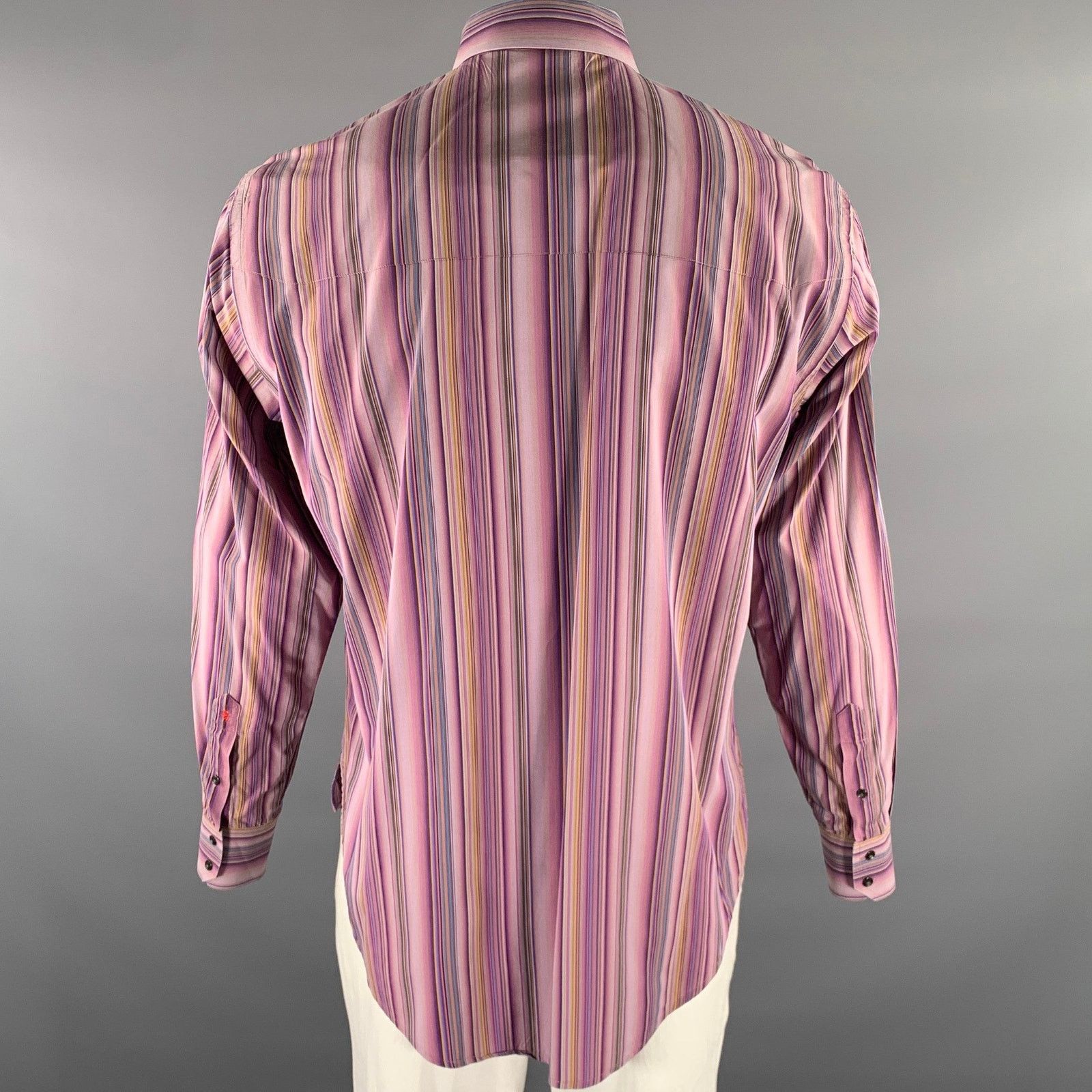 Robert Graham ROBERT GRAHAM Purple Multi-Color Stripe Cotton Blend LS Size US L / EU 52-54 / 3 - 4 Thumbnail