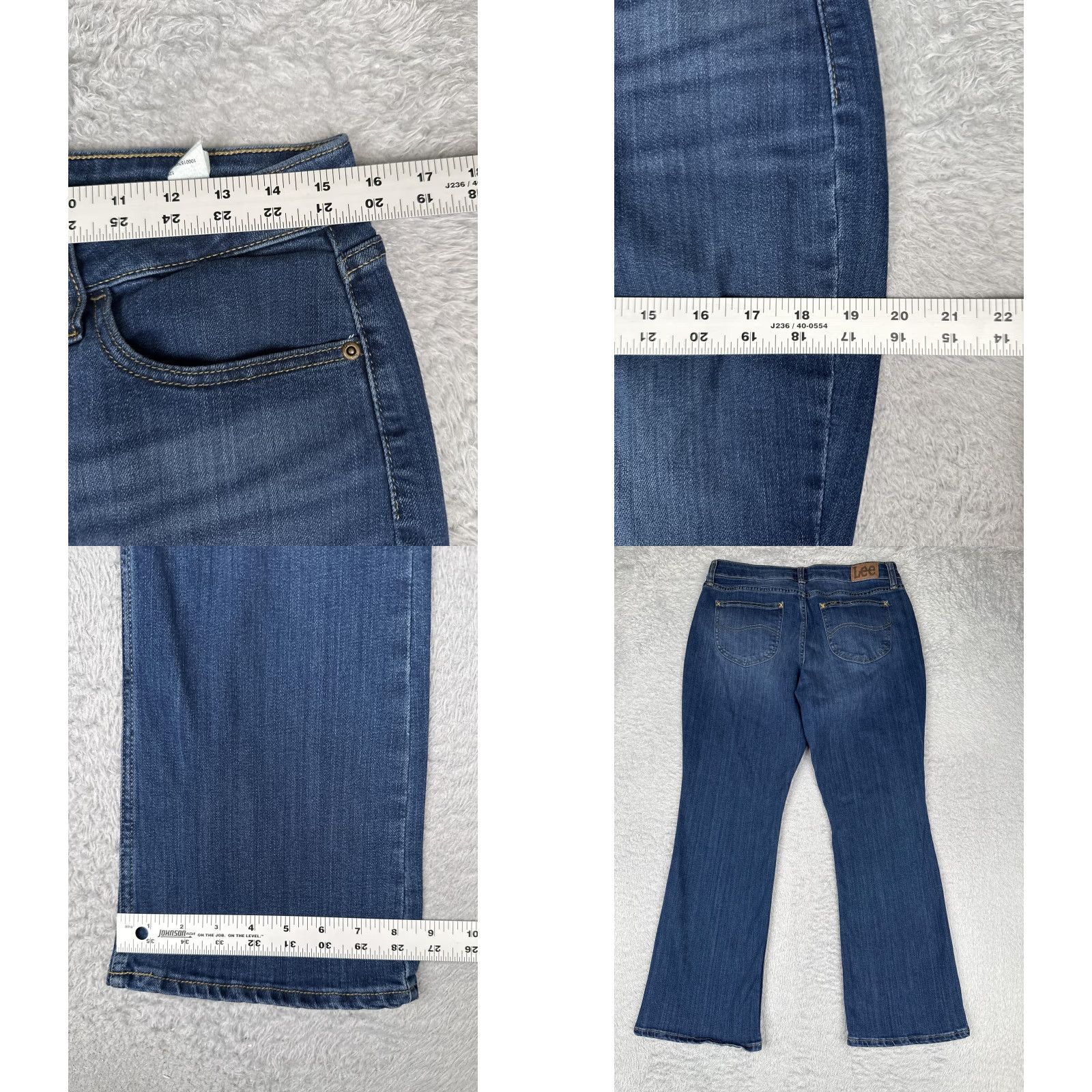 Lee Lee Jeans Womens Bootcut Jeans 12 Blue Mid Rise Stretch Denim 5-Pocket Solid Medium Wash Casual Fit Mens? Size 34" / US 12 / IT 48 - 9 Thumbnail