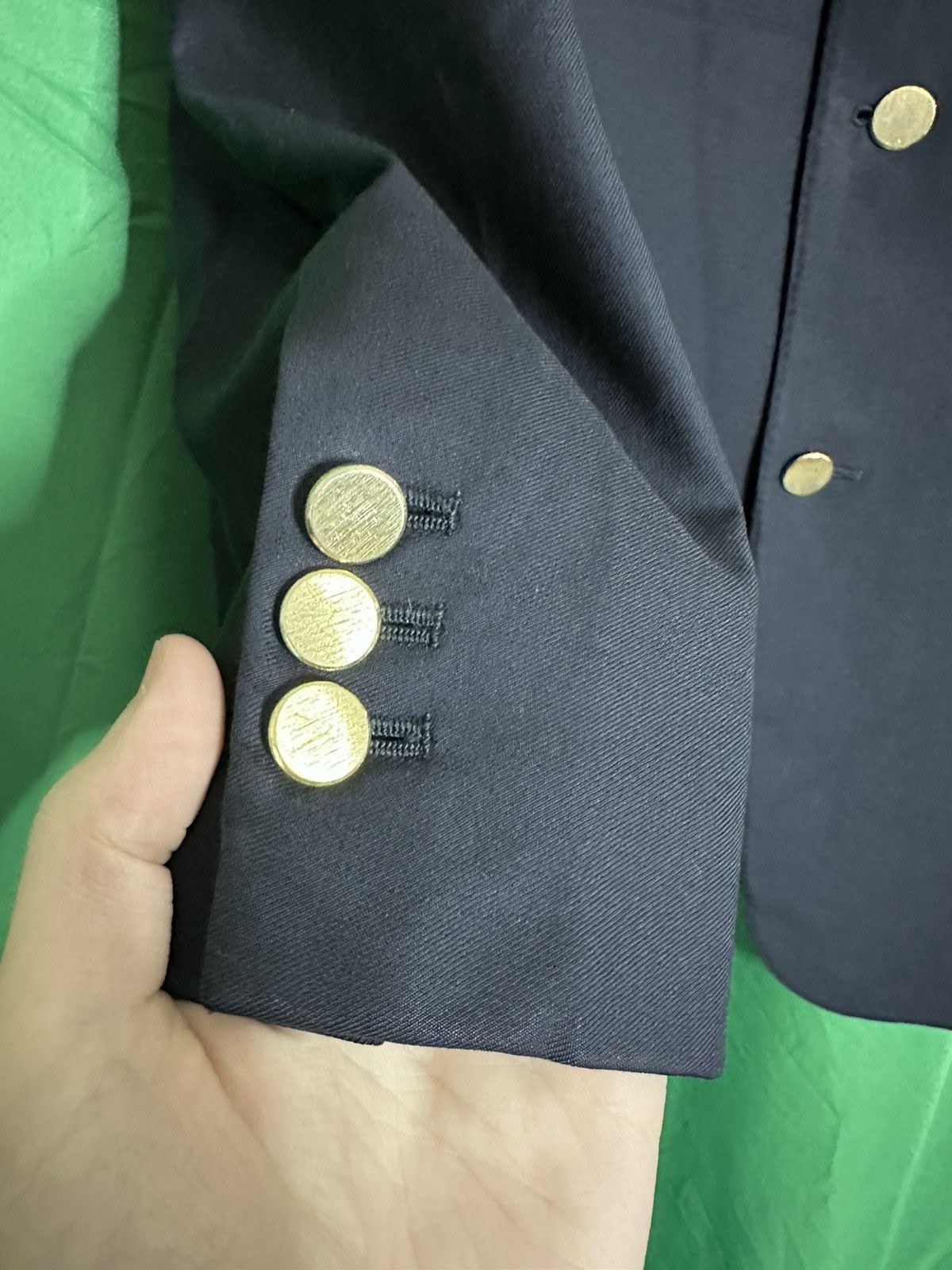 Isaia Navy gold button Super 150s blazer jacket Italy Size 44R - 6 Thumbnail