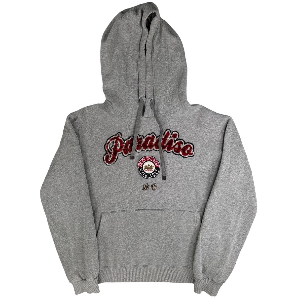 image of Dolce Gabbana Size S Sweatshirt Grey Paradiso Dg Logo Hood, Men's