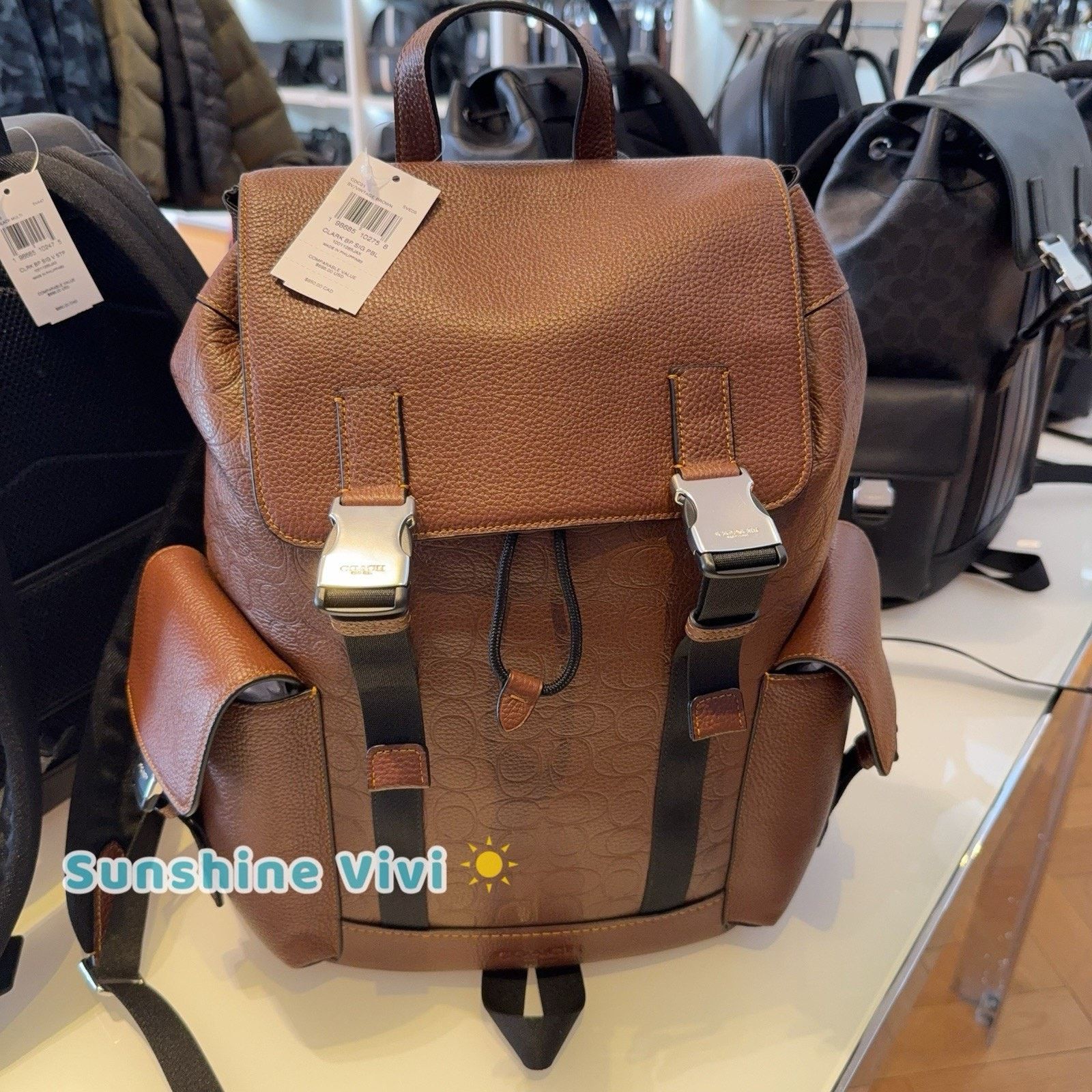 Coach NWT COACH MEN'S Clark Backpack Silver/Vintage Brown CDC21 Size ONE SIZE - 1 Thumbnail
