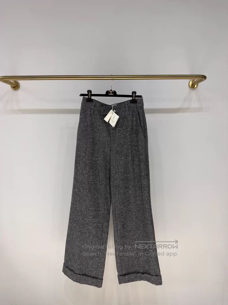 Brunello Cucinelli Brunello Cucinelli Wool and alpaca blend herringbone wide- Size 25" / US 0 / IT 36 - 1 Thumbnail