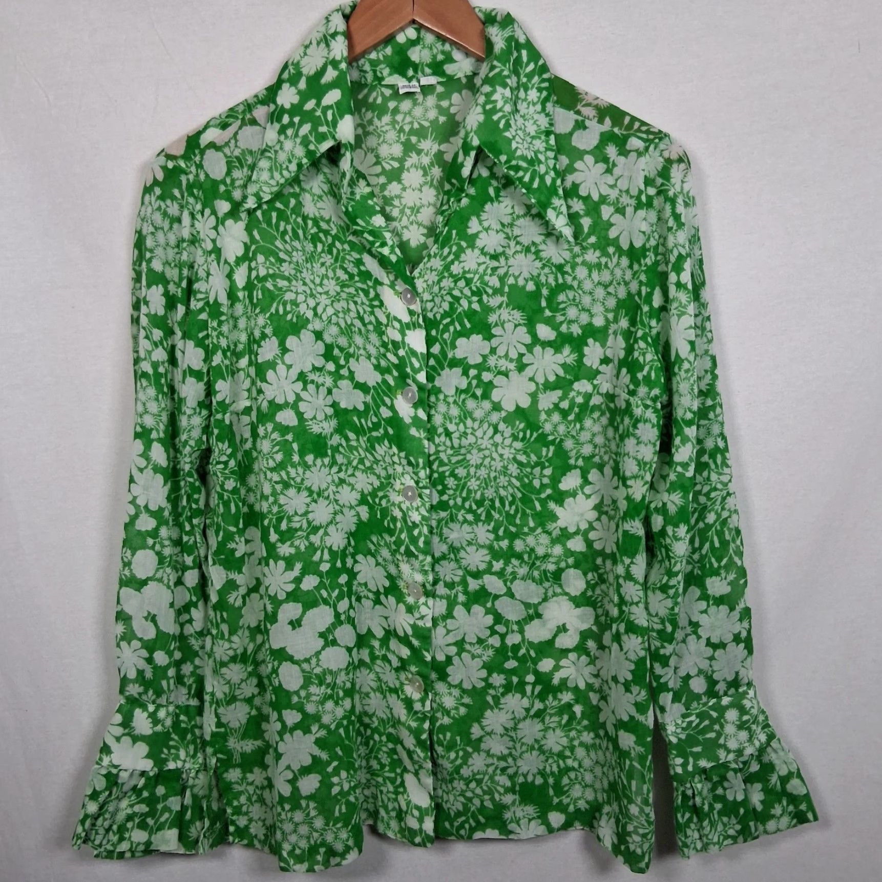 Vintage VINTAGE Midge Grant Outfit Skirt Shirt 14 Green White Floral 2 Piece Set Vintage 60s Womens Casual Party/Cocktail Travel Wedding Size XL / US 12-14 / IT 48-50 - 5 Thumbnail