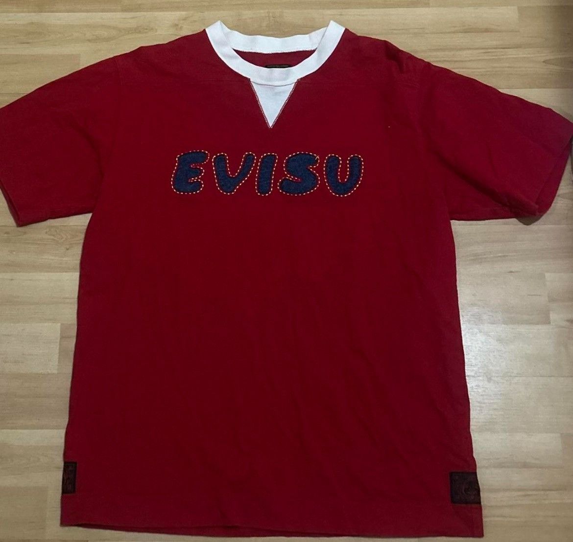 Evisu Authentic Vintage Red Evisu Jersey with Denim Letters Size US L / EU 52-54 / 3 - 1 Thumbnail
