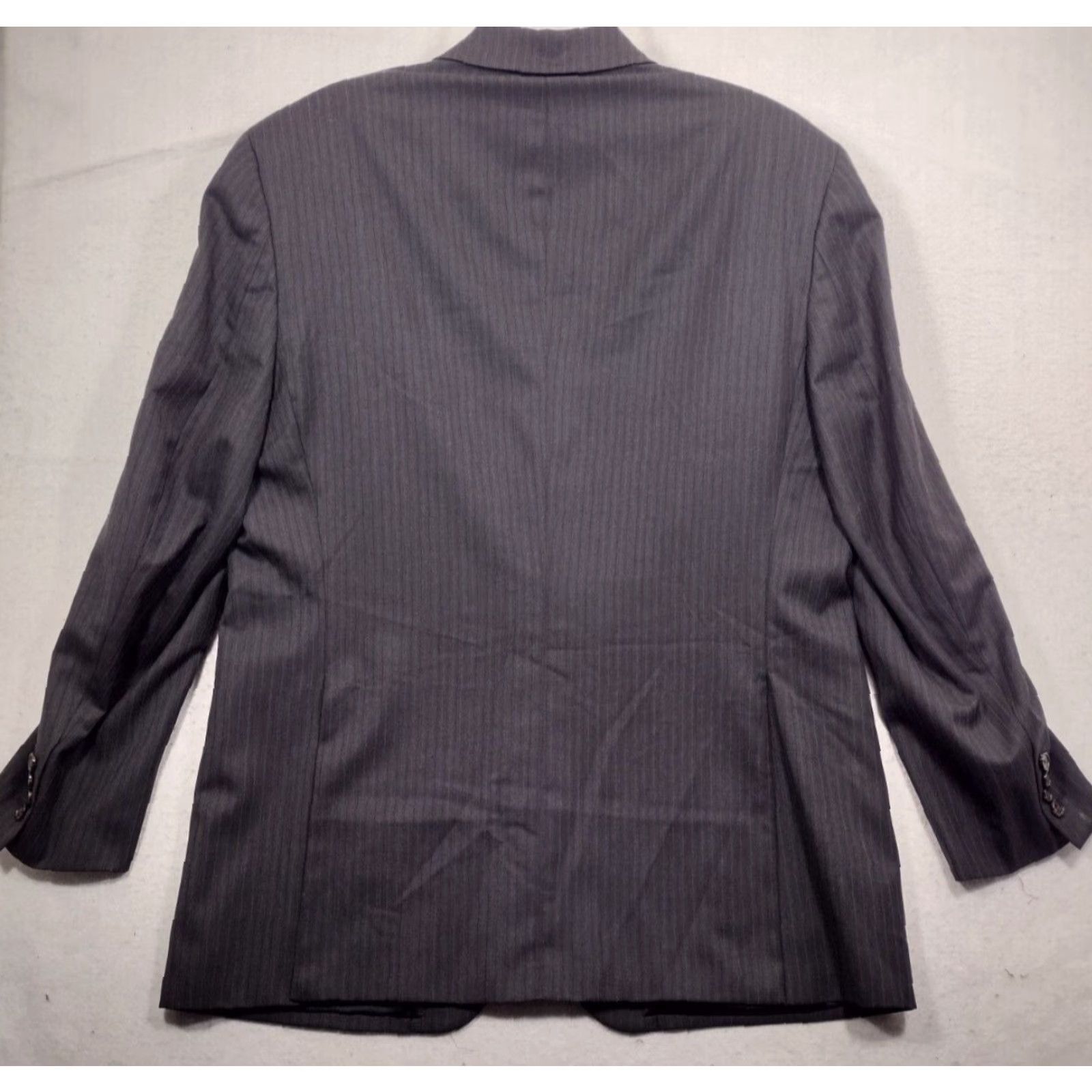 Ralph Lauren Ralph Lauren Blazer Mens 44R 3-Button Pinstripe Wool Jacket Black 100% Wool Classic Single-Breasted Mens Blazer Size 44R - 7 Thumbnail
