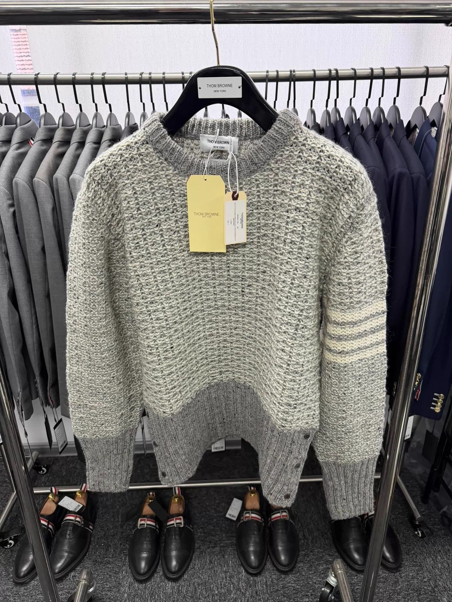 Thom Browne Thom Browne 4-Bar Wool-Mohair Sweater Light Gray Size4 Size US XL / EU 56 / 4 - 1 Thumbnail