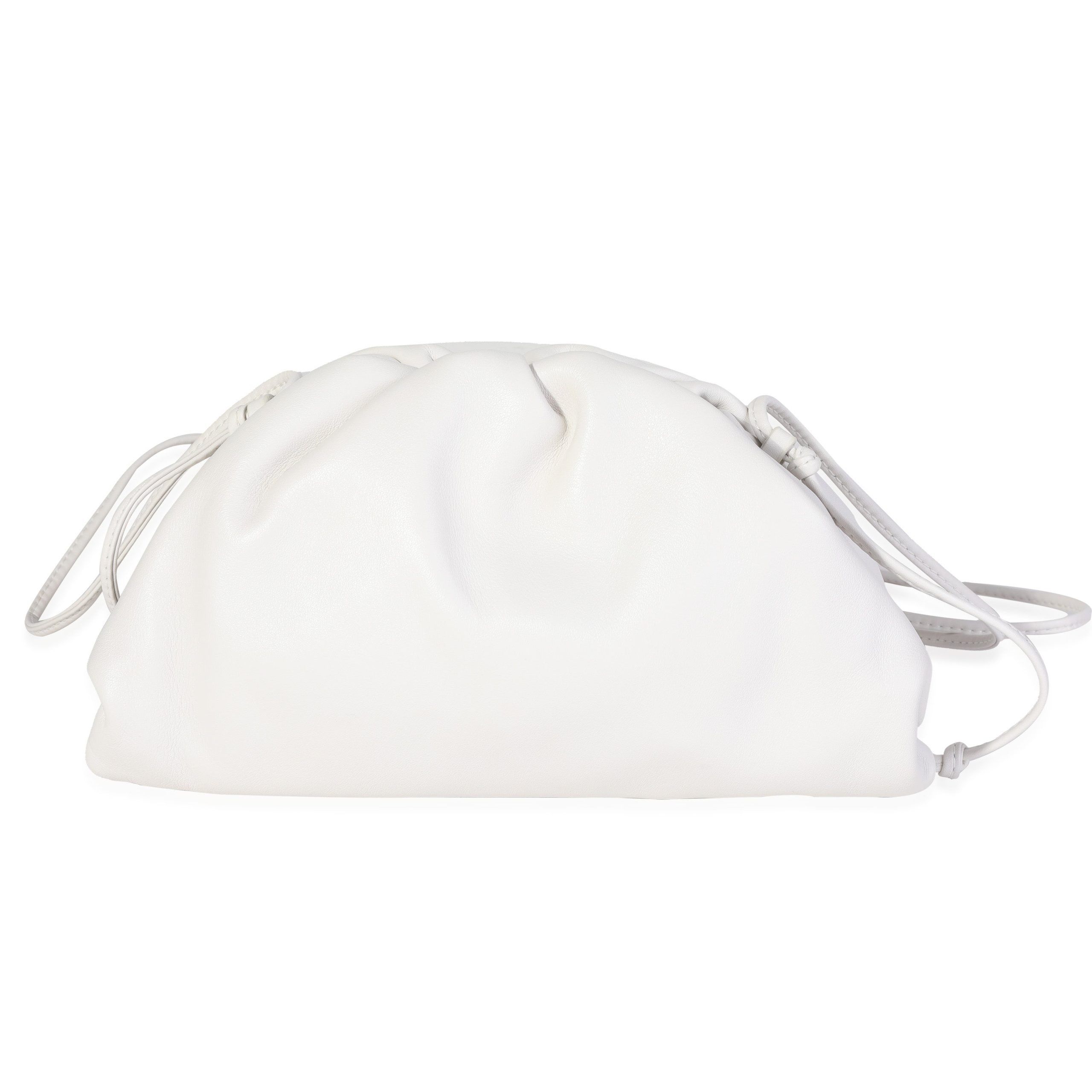 image of Bottega Veneta White Calfskin Mini Pouch, Women's