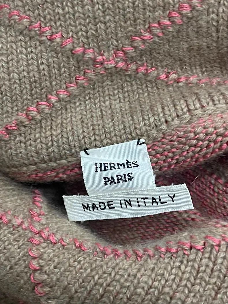 Hermes Hermes Khaki Checkered Cashmere Sweater Size XXS / US 00 / IT 34 - 4 Thumbnail