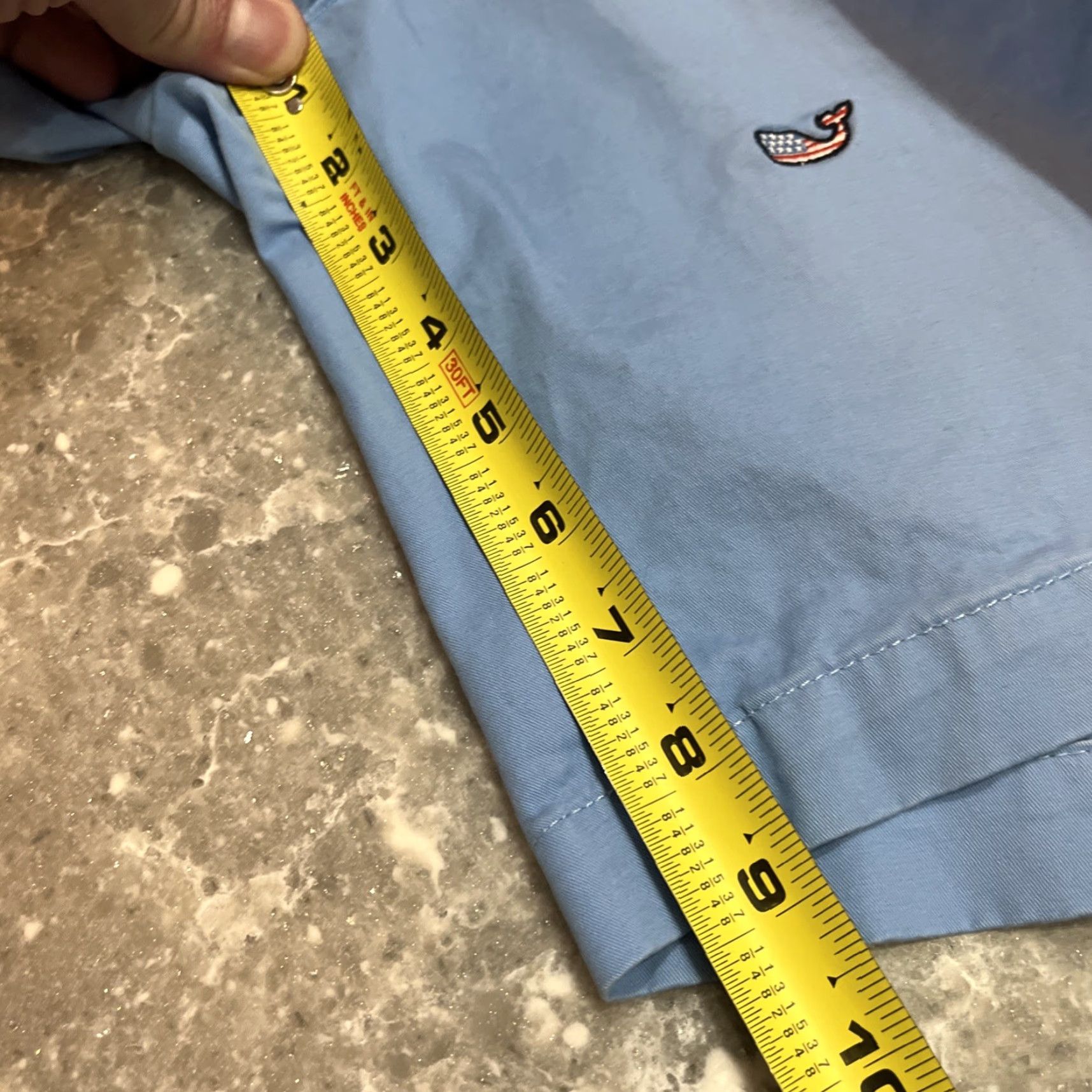 Vineyard Vines Vineyard Vines Shorts Mens Chino All Over Print AOP Whale American Flag 35 Waist Blue Logo Embroidered Pockets Button Zipper Regular Inseam 8 Size US 35 - 5 Thumbnail