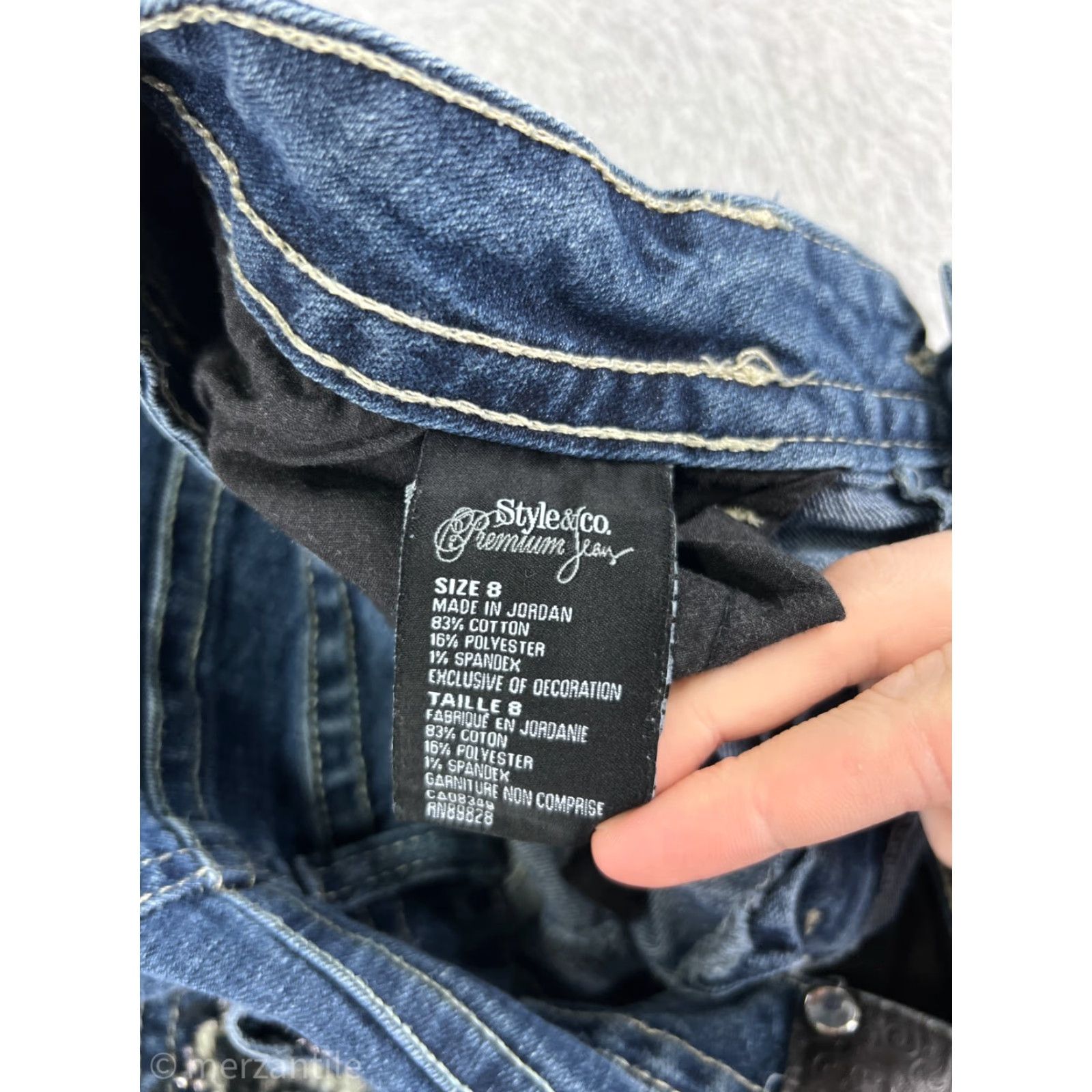 Vintage Style&co. Jeans Womens 8 Blue Denim Straight Leg 5-Pocket Design Bling Embroidered Logo Medium Wash Fall X-Options Mens? Size 30" / US 8 / IT 44 - 4 Thumbnail