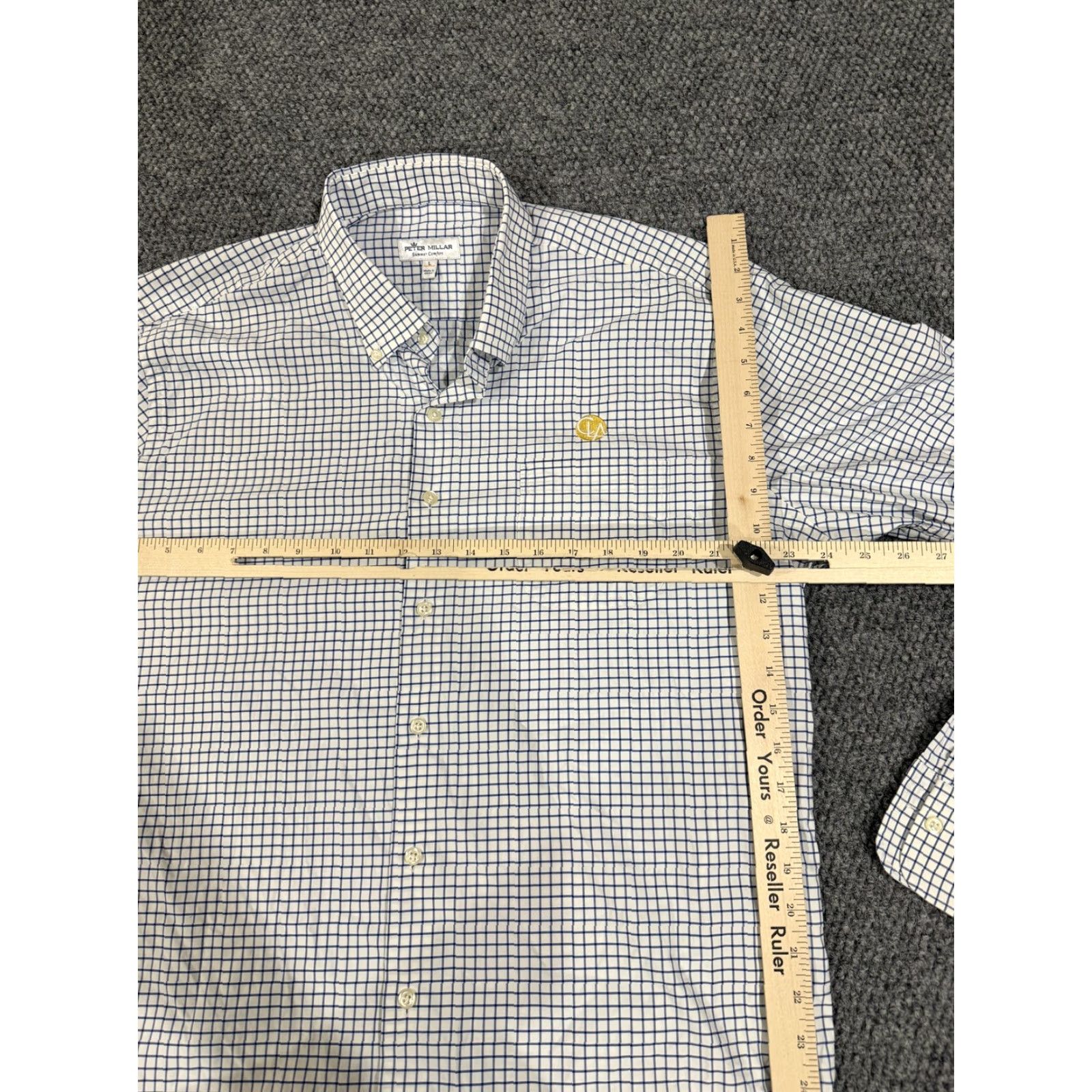 Peter Millar Peter Millar Shirt Mens Large White Blue Check Long Sleeve Button Down Stretch Size US L / EU 52-54 / 3 - 5 Thumbnail