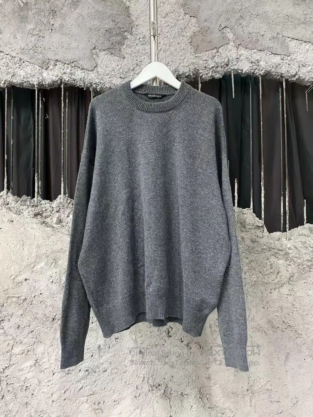 Balenciaga gray embroidered logo sweater by Balenciaga. Size US XS / EU 42 / 0 - 2 Thumbnail