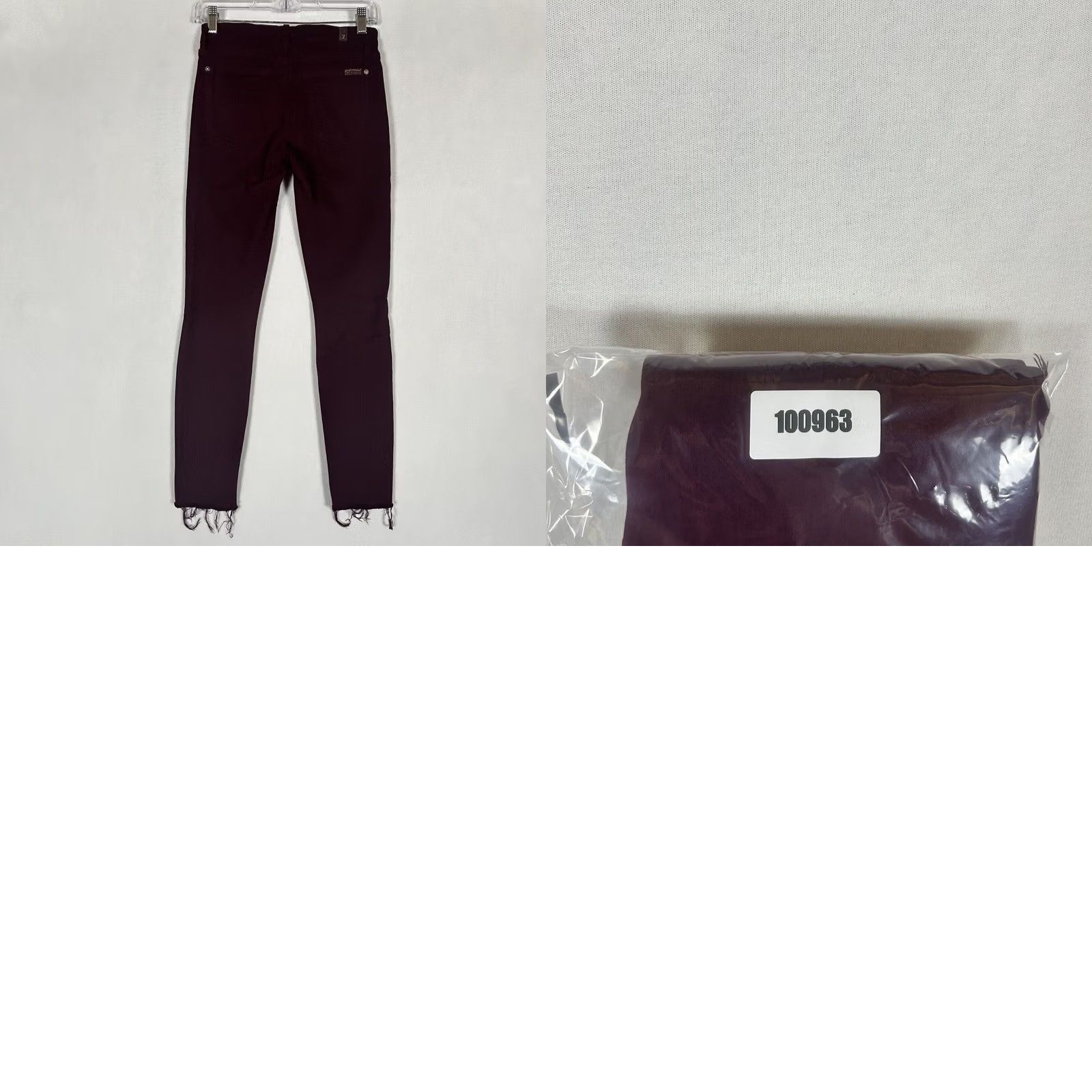 7 For All Mankind 7 For All Mankind Jeans Womens Skinny 25 Burgundy Red Denim 27in Inseam Boho Punk Retro 5-Pocket Embroidered Logo Slim Fit Baggy (Adjust if needed) Size 42" / US 20 - 8 Thumbnail