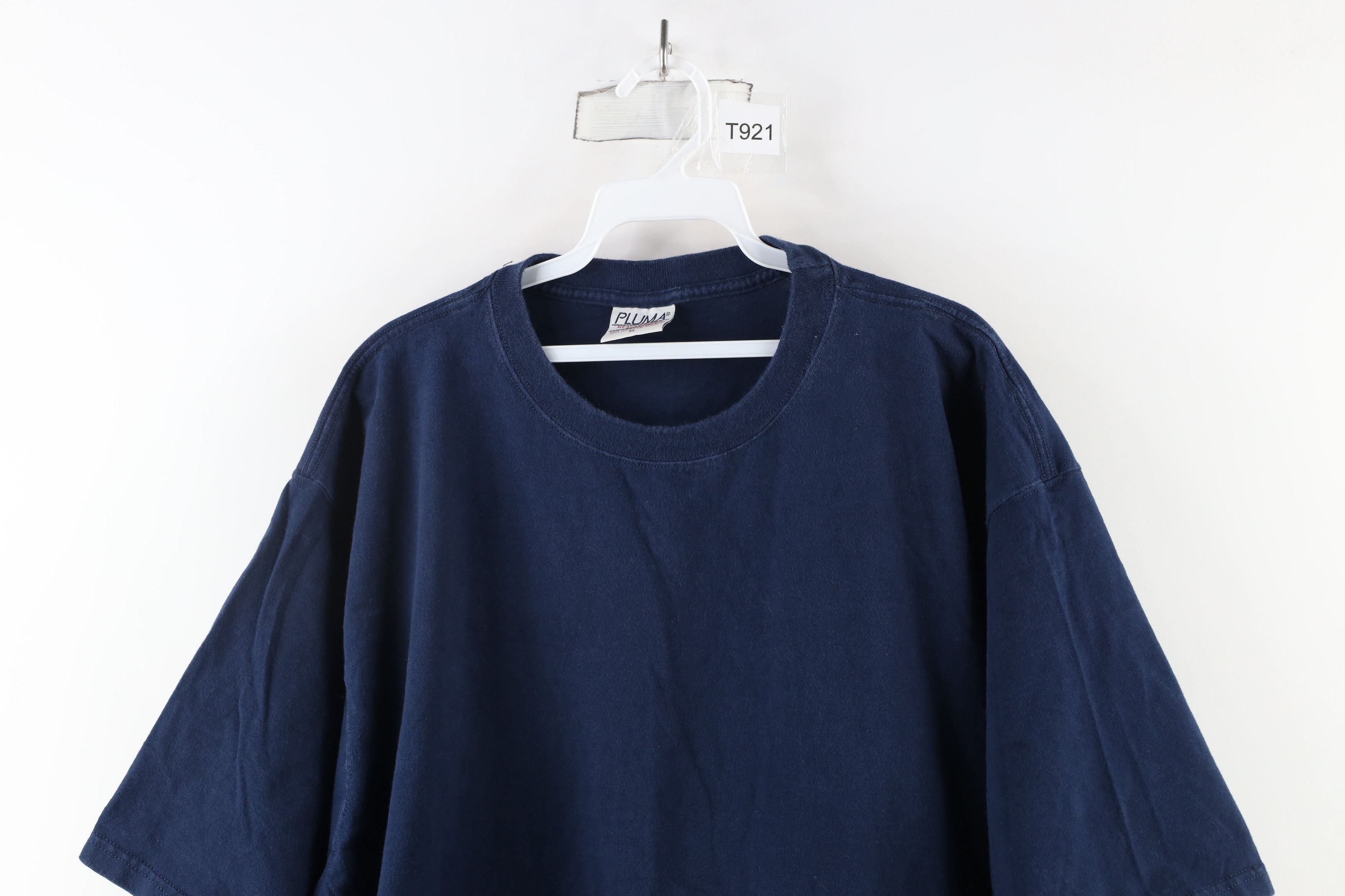 Vintage Vintage 90s Streetwear Heavyweight Cotton T-Shirt Navy Blue Size US XL / EU 56 / 4 - 2 Thumbnail