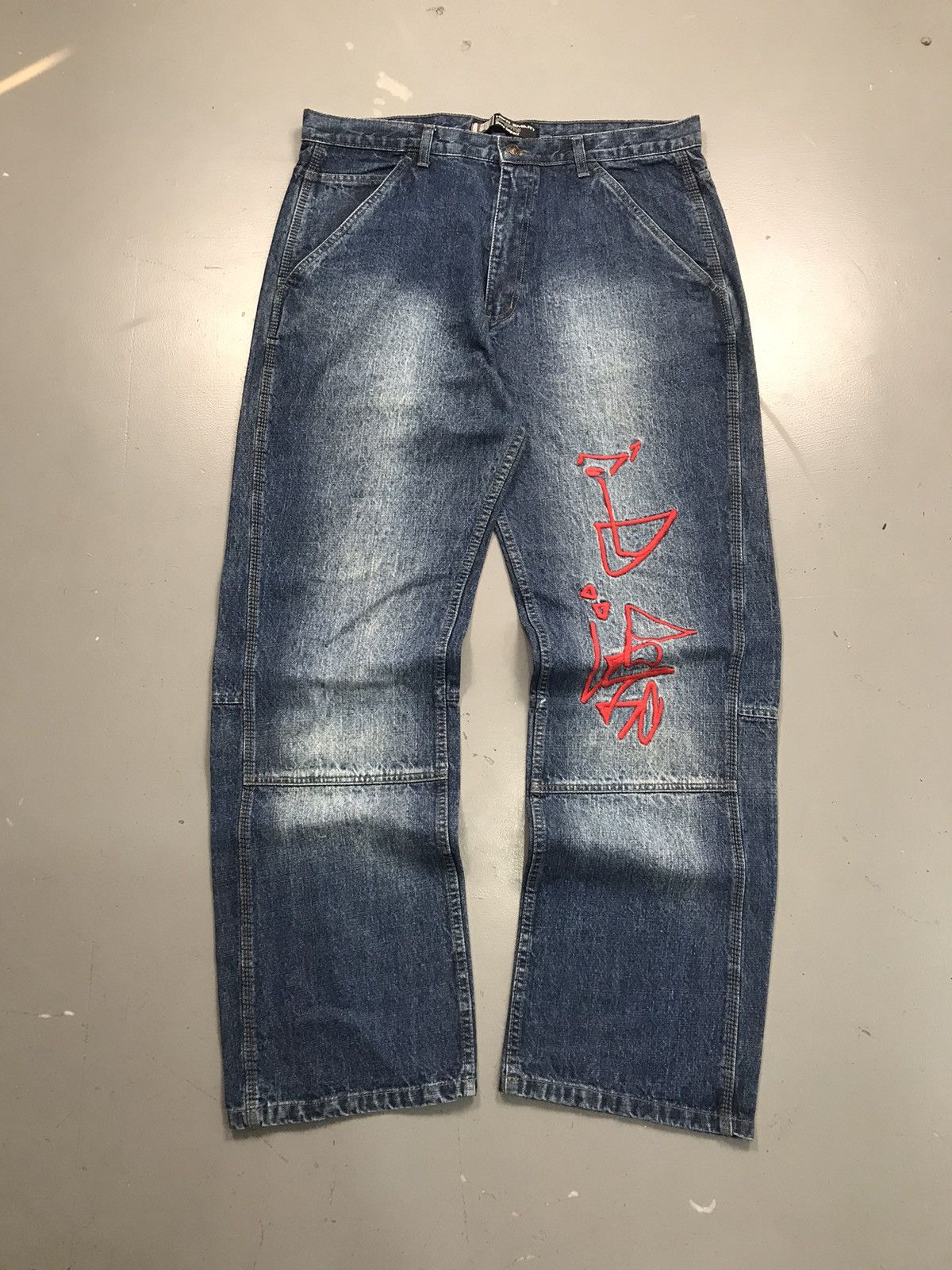 JNCO × Southpole × Vintage Vintage Deep impact SpellOut embroidered baggy fit denim Size US 39 - 1 Thumbnail
