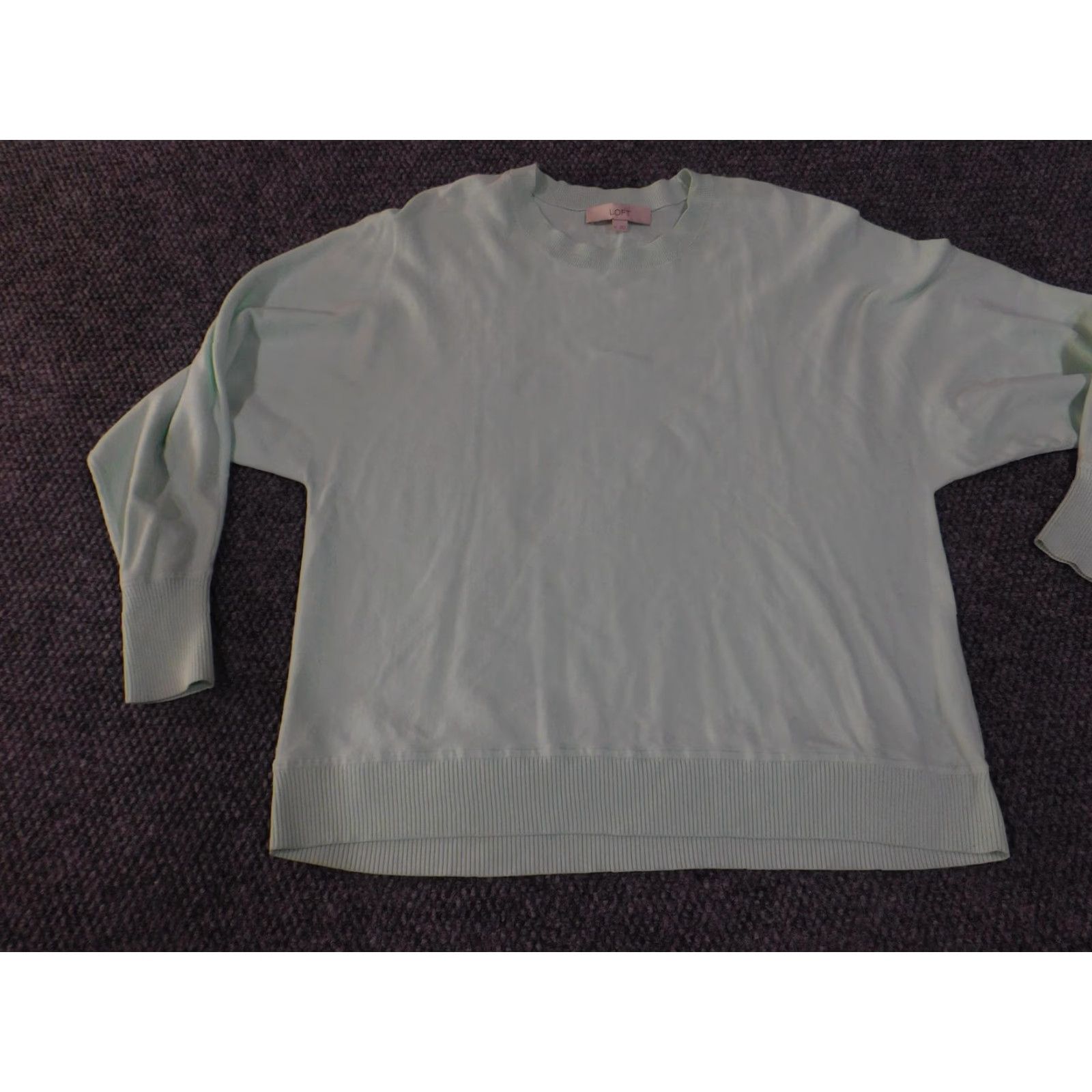 Loft VINTAGE LOFT Sweater Womens Medium Mint Green Crewneck Pullover Long Sleeve Ribbed Hem Size M / US 6-8 / IT 42-44 - 4 Thumbnail