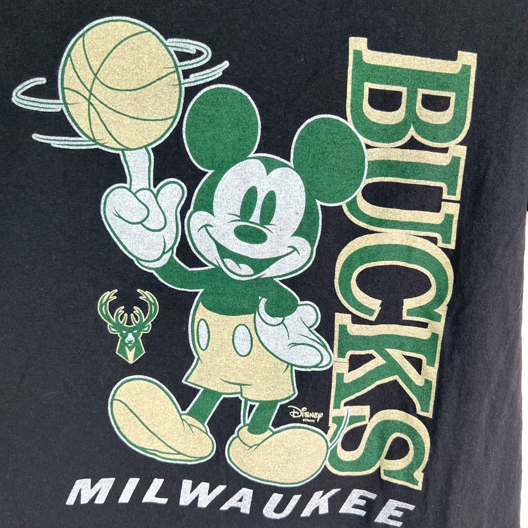 Junk Food Milwaukee Bucks Mickey Mouse T-Shirt Mens XS Black Graphic Casual Wear Size US XS / EU 42 / 0 - 2 Thumbnail