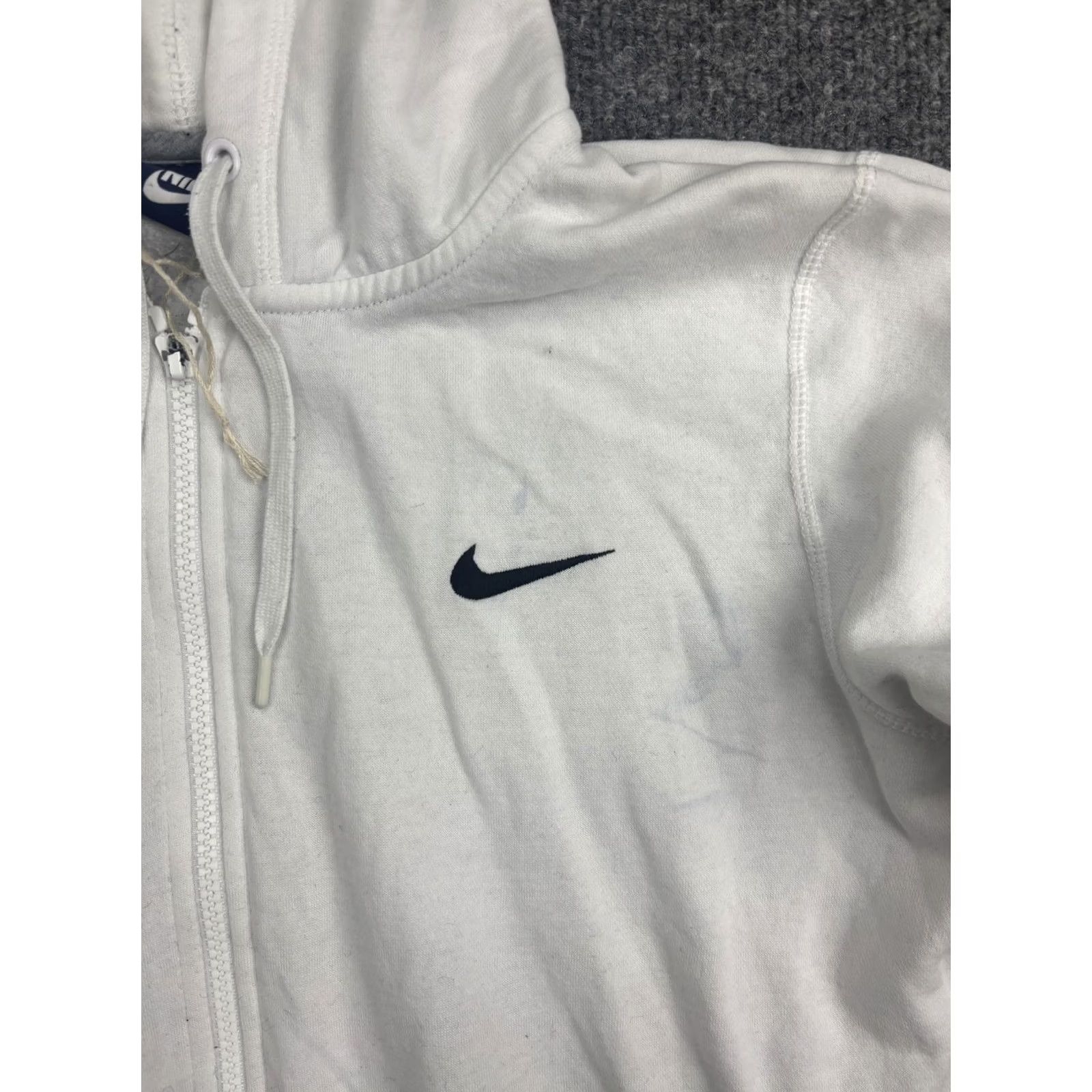 Nike VINTAGE Nike Hoodie Womens Medium White Full Zip Fleece Sweatshirt Swoosh Logo Athletic Size M / US 6-8 / IT 42-44 - 2 Thumbnail