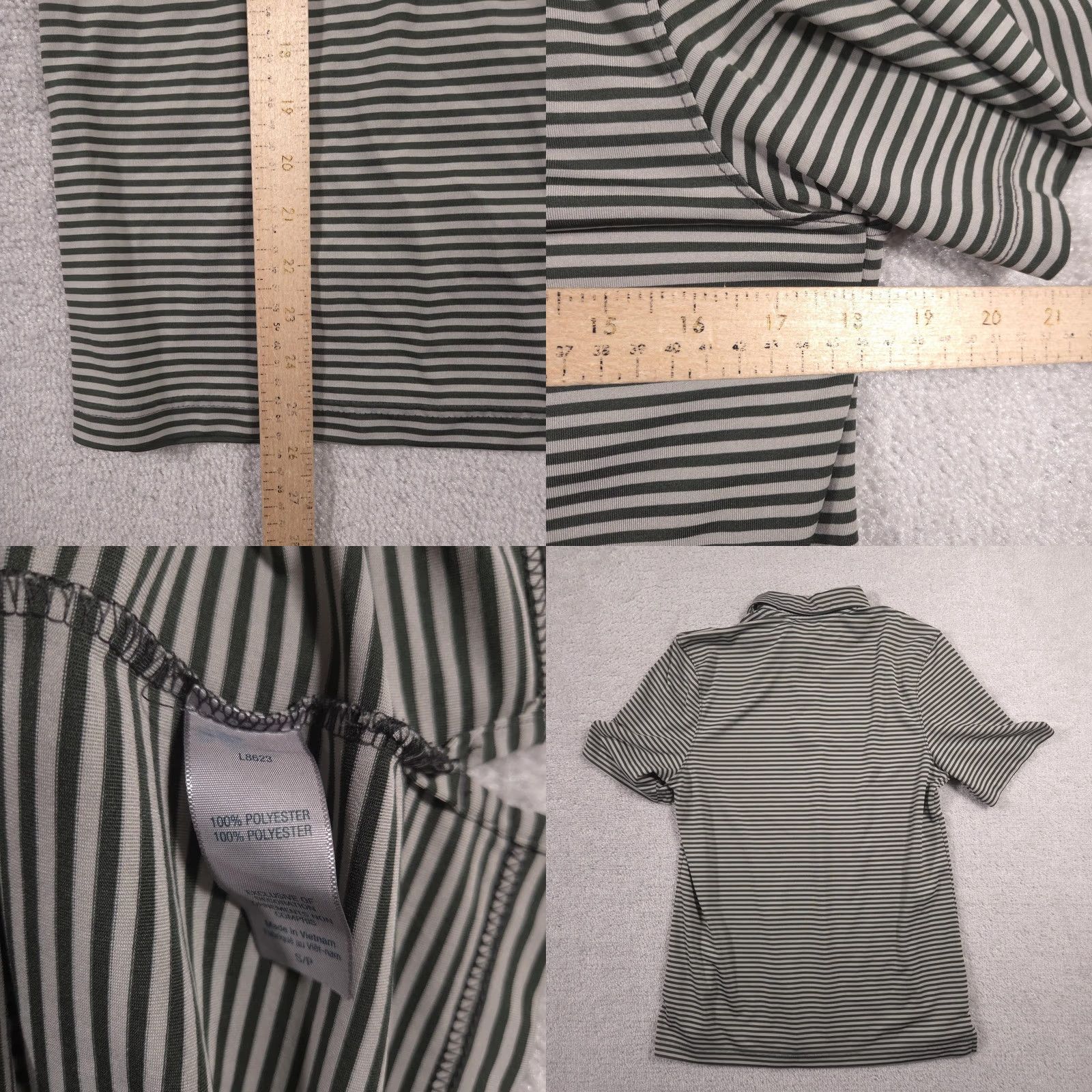 Champion C9 by Champion Polo Shirt Mens Small Gray Stripe GO DRY Golf Athletic Polo Shirt Mens S Gray Stripe Sport Shirts Size US S / EU 44-46 / 1 - 8 Thumbnail