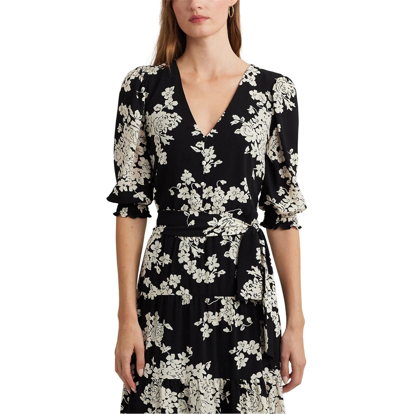 Lauren Ralph Lauren o1g2r1mq0825 Jehonathon Dress in Black/Cream Size S / US 4 / IT 40 - 4 Thumbnail