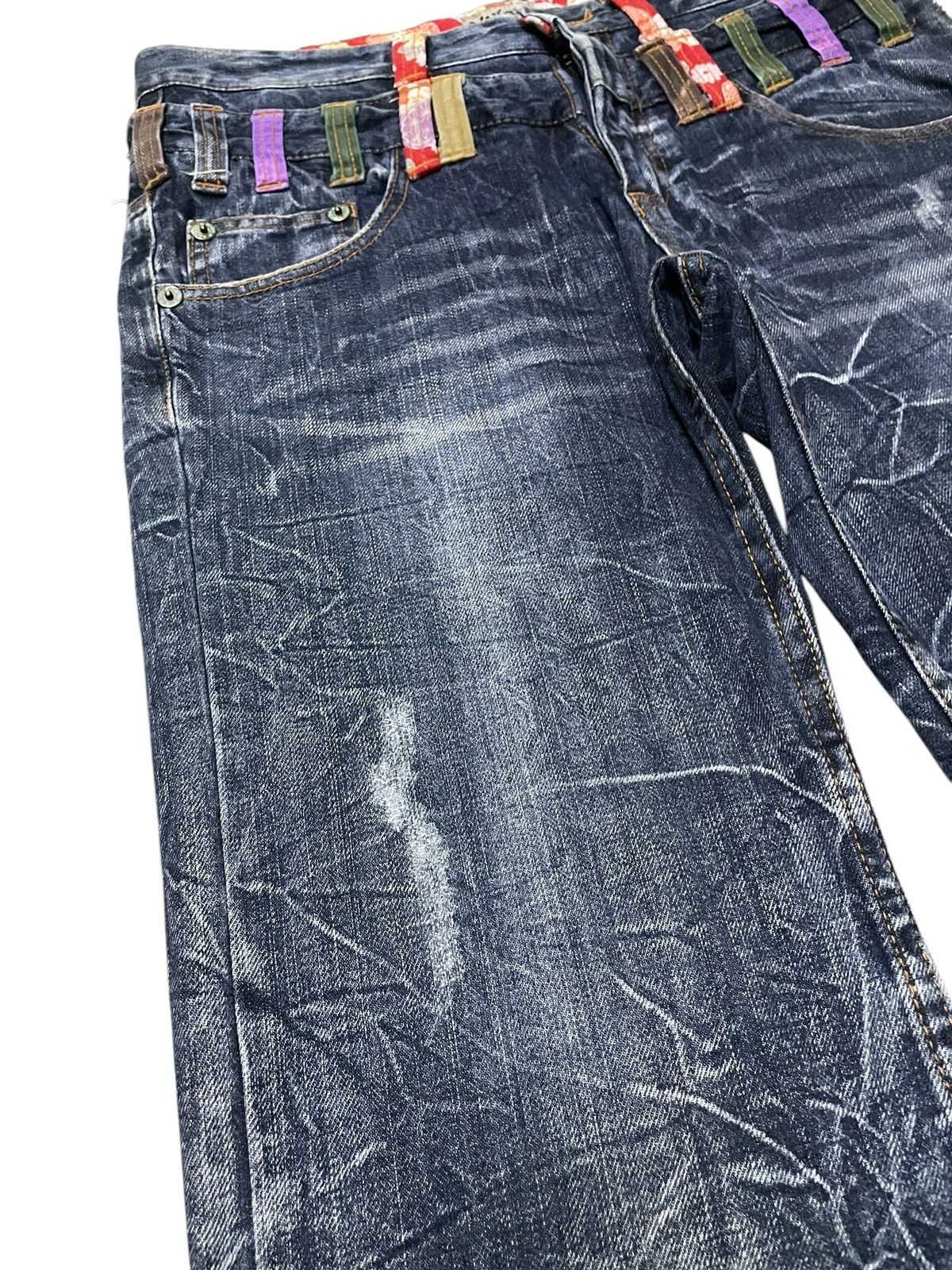 Hysteric Glamour × Japanese Brand Nylaus Japan Cracked Shadow Wash Double Waist Jeans Size US 30 / EU 46 - 10 Thumbnail