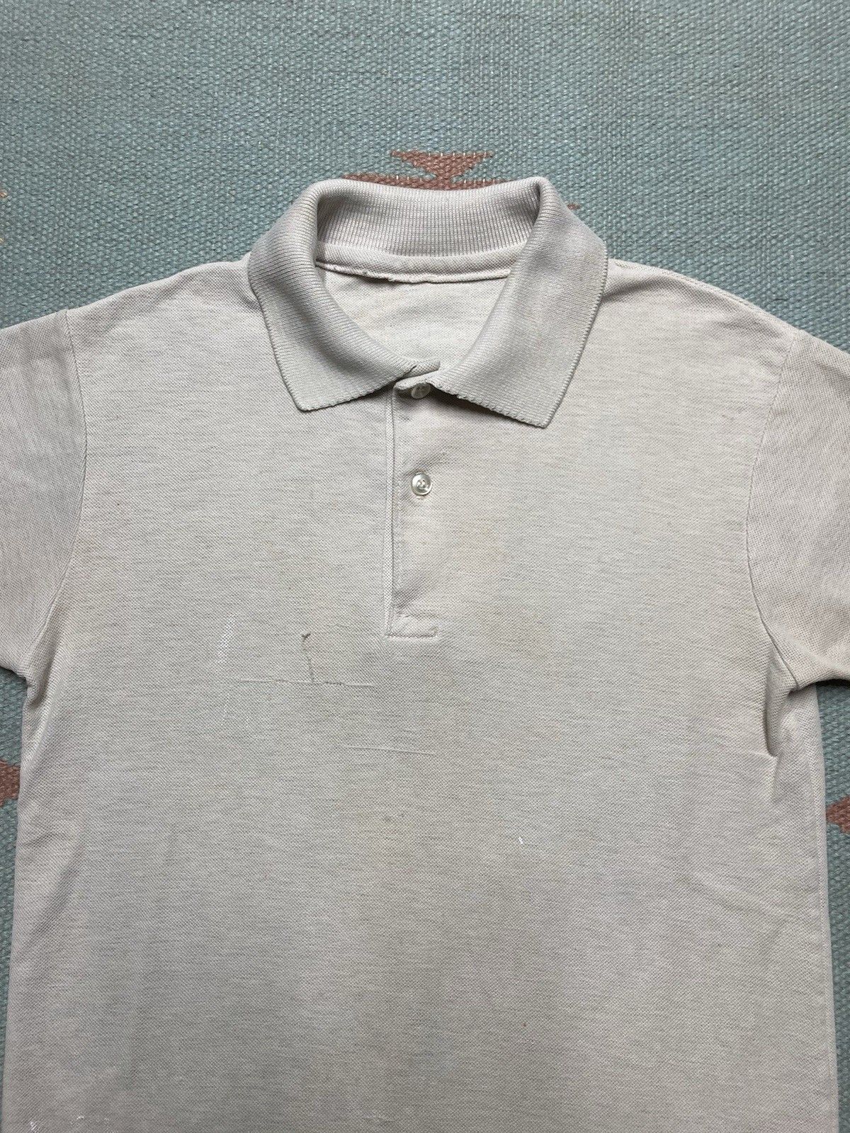 Vintage Vintage 70s polo shirt blank gray cream stained men’s small Size US S / EU 44-46 / 1 - 4 Thumbnail