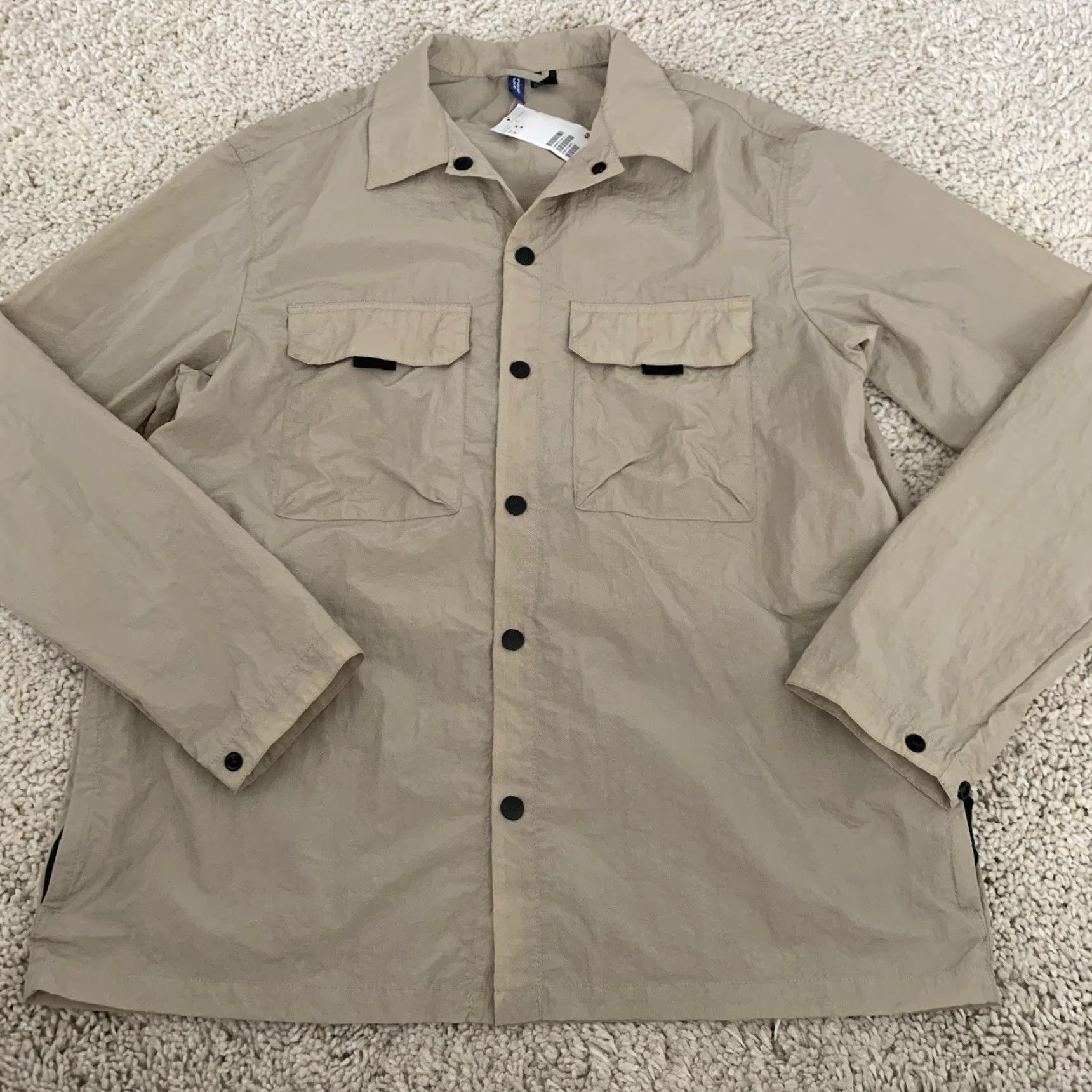 H&M Divided H&M Windbreaker Jacket Womens M Khaki Crinkle Snap Lightweight NEW Size M / US 6-8 / IT 42-44 - 8 Thumbnail