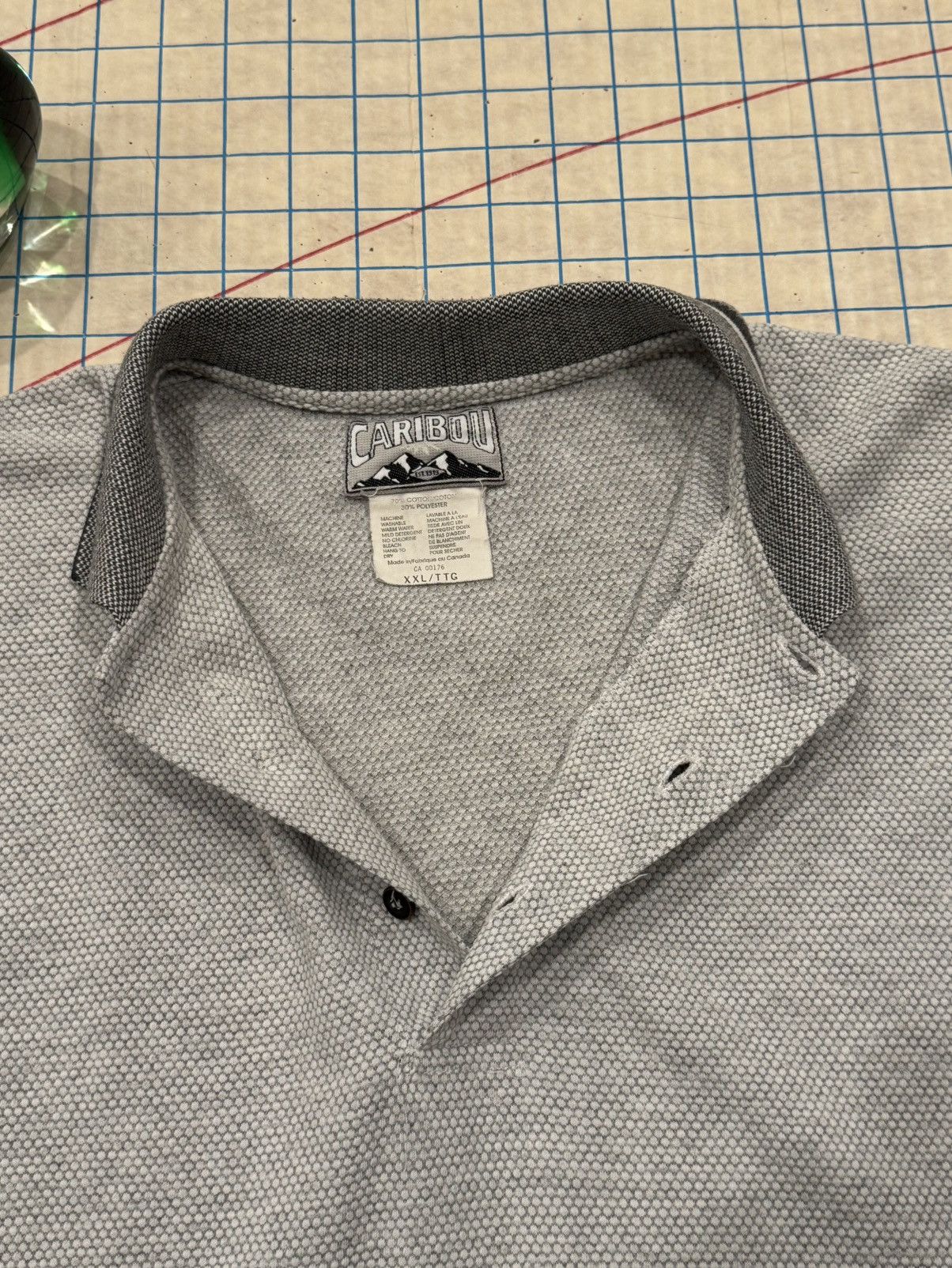 Vintage Vintage Caribou Textured Short Sleeve Polo Shirt Gray XXL Size US XXL / EU 58 / 5 - 7 Thumbnail