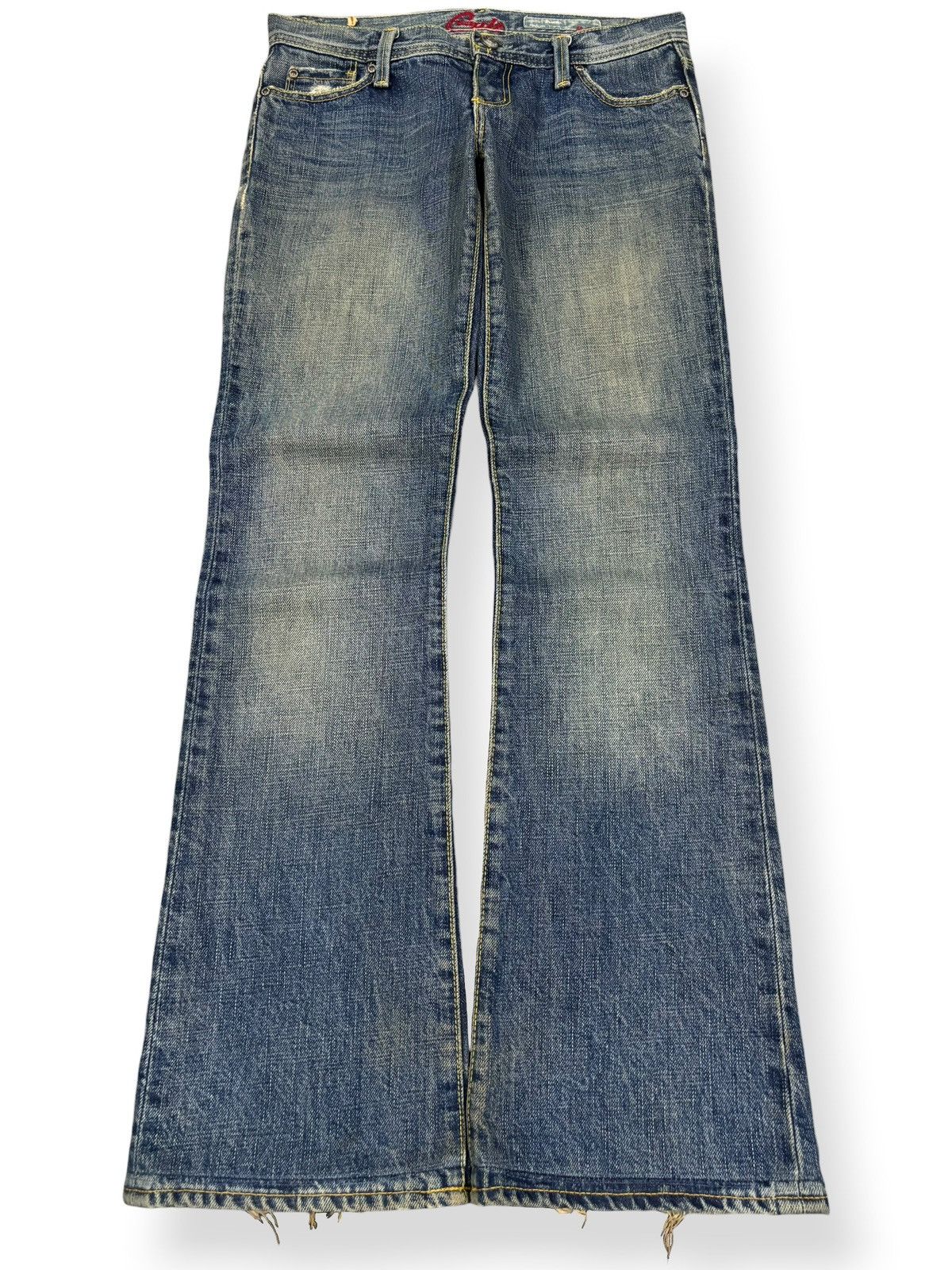 Vintage Vintage Y2K Blue Cult Midrise Flare Leg Mud Wash Jeans Size 28" / US 6 / IT 42 - 1 Thumbnail